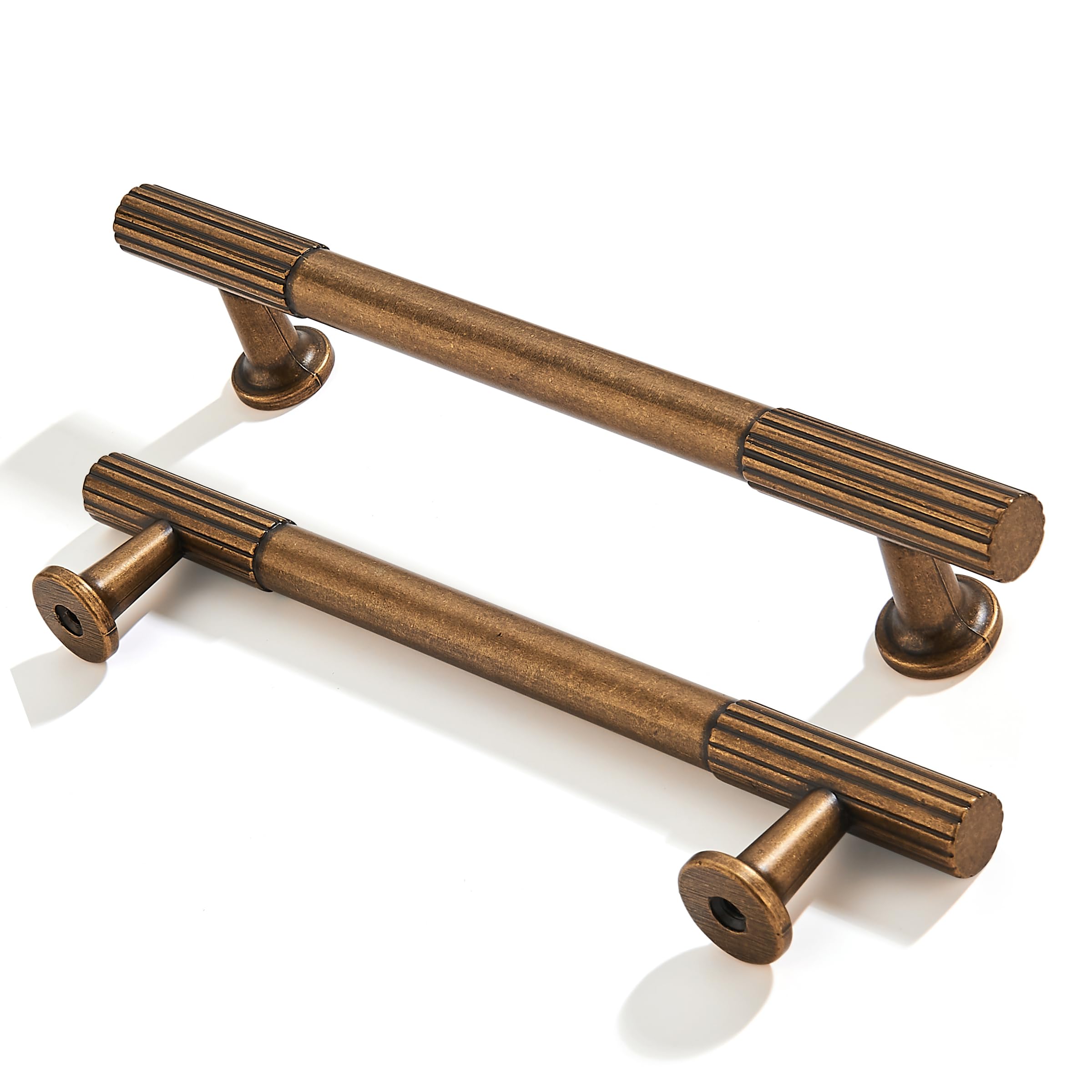 ZAUYX 2-Pack 5 Inch Hole Center Antique Brass Cabinet Pulls Solid Heavy Duty Cabinet Pull is Suitable for Drawers Dressers Handles Kitchens Bathroom cabinets