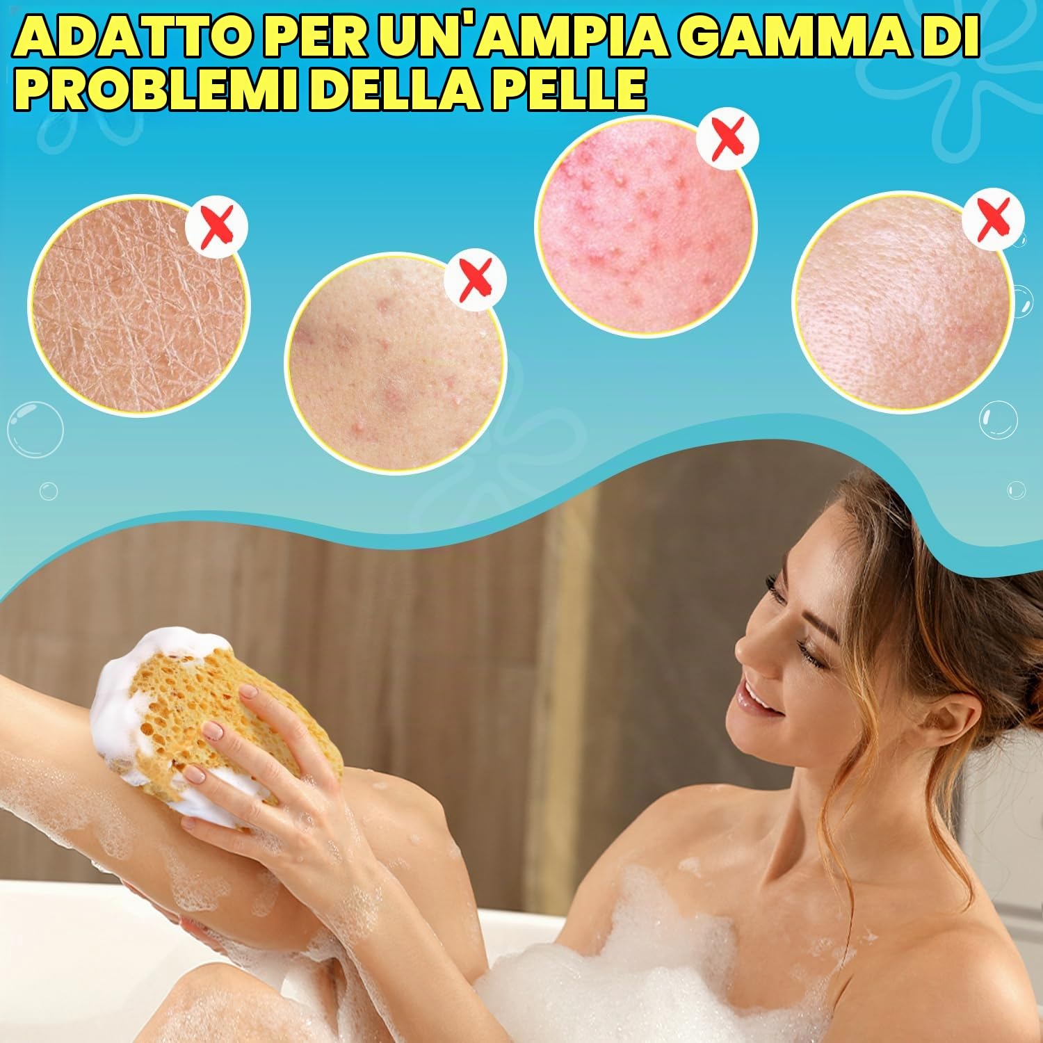 Spugne da bagno, 3 pezzi Spugne di mare naturali Spugne naturali Spugne per il lavaggio del corpo Spugna esfoliante per il corpo ultra morbida con schiuma densa