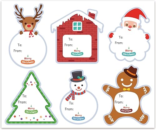 Etiquetas adhesivas de regalo de Navidad, 102 calcomanías de etiquetas de nombre de 1.73 a 2.95 pulgadas, etiquetas de regalo autoadhesivas para