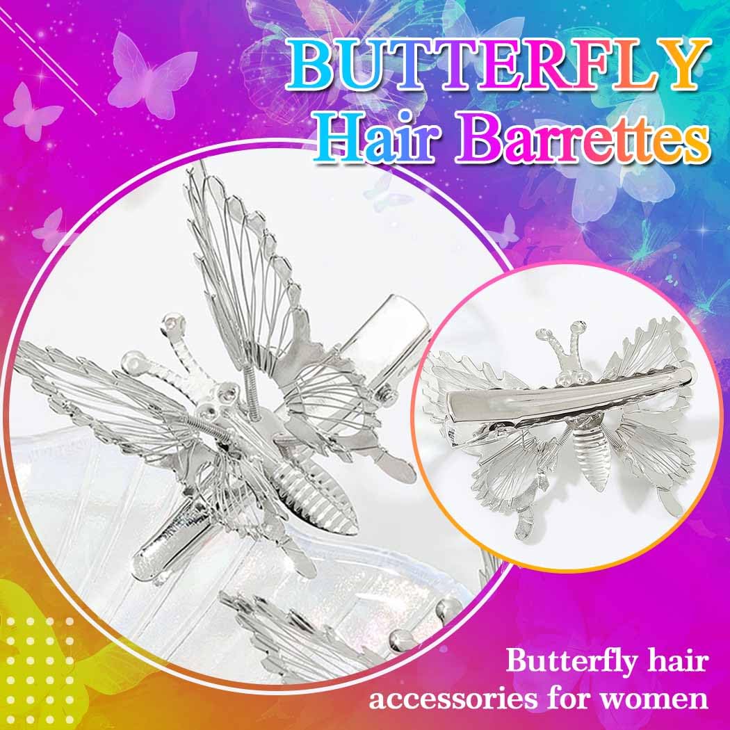 Elegant Silver Butterfly Hair Accessory Amazon.com : Bartosi Butterfly Clips Hair Silver Hair  main image 4