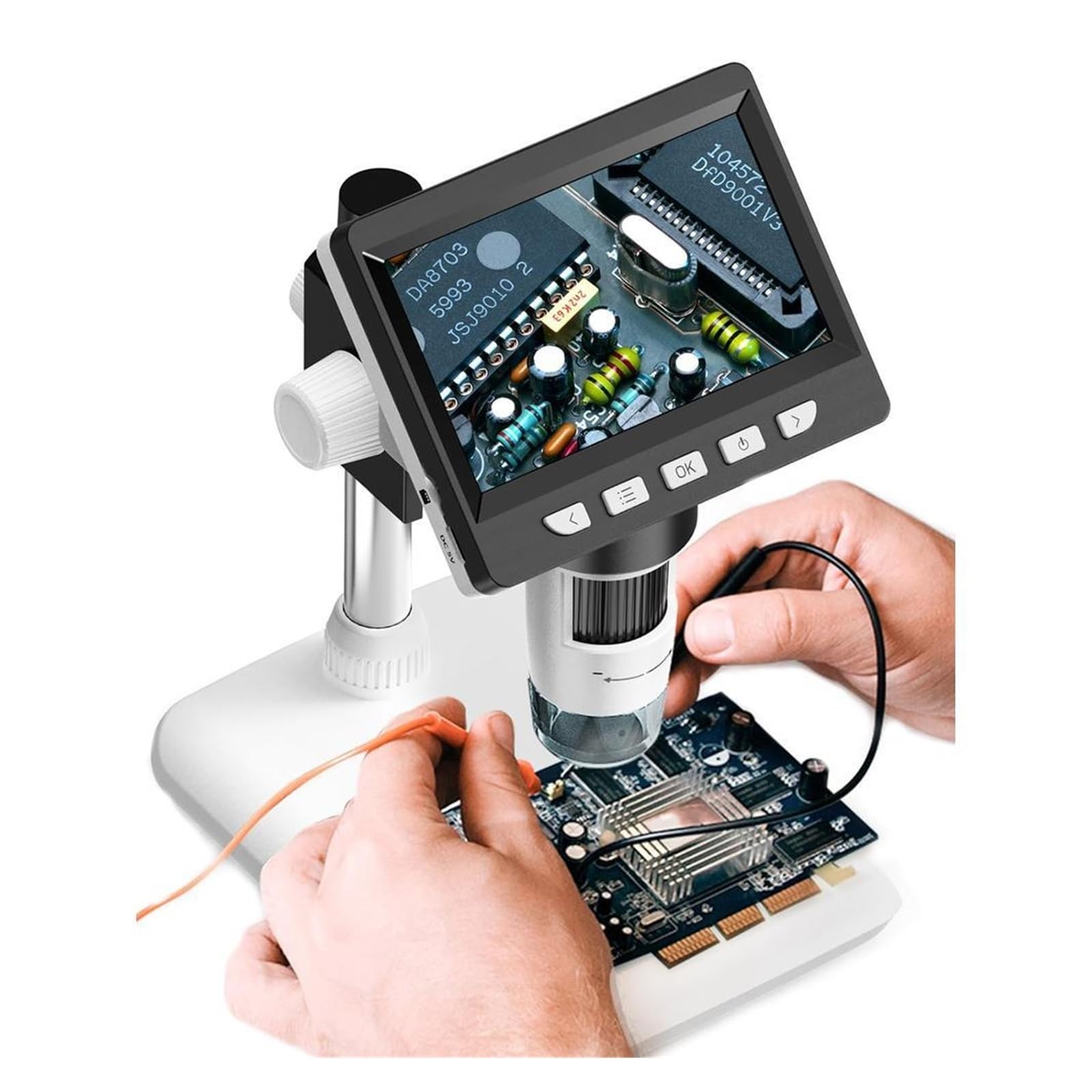 LCD Digital Microscope 1000X Magnification USB 1080P Photos Videos LED Fill Lights Portable Coin