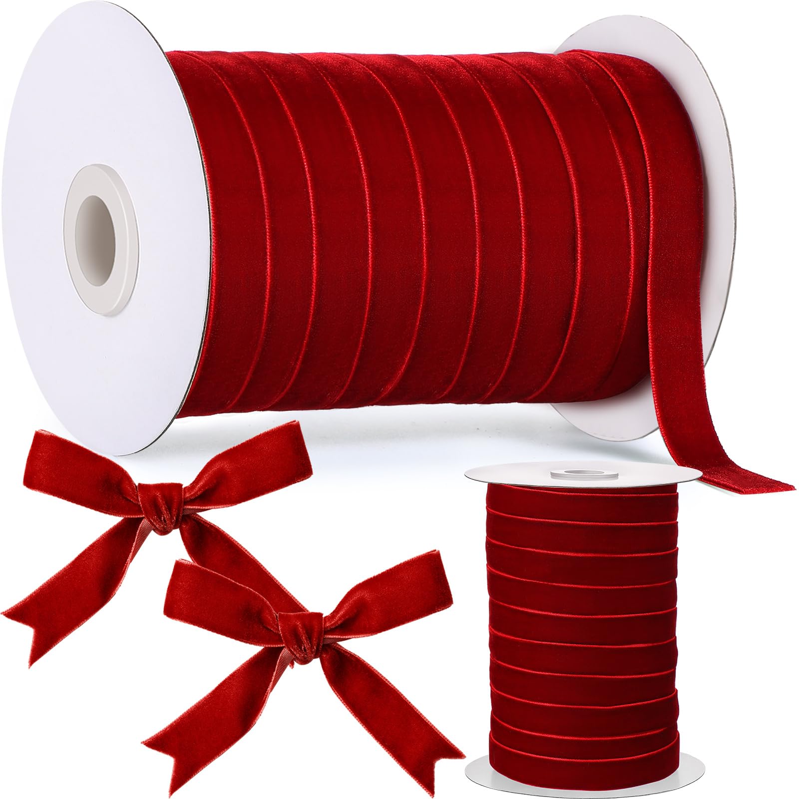 Chuangdi 5/8 Inch, 60 Yard Christmas Velvet Ribbon Vintage Burgundy Ribbons for Gift Wrapping Christmas Tree Ornaments Xmas Party Decoration Wreath