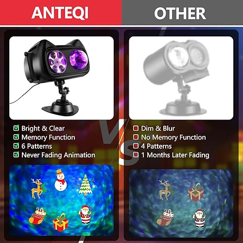Miniatura 4 de Proyector de copos de nieve 3 en 1 para Halloween, Navidad, para exteriores e interiores, con función de memoria, 58 patrones HD, luz LED
