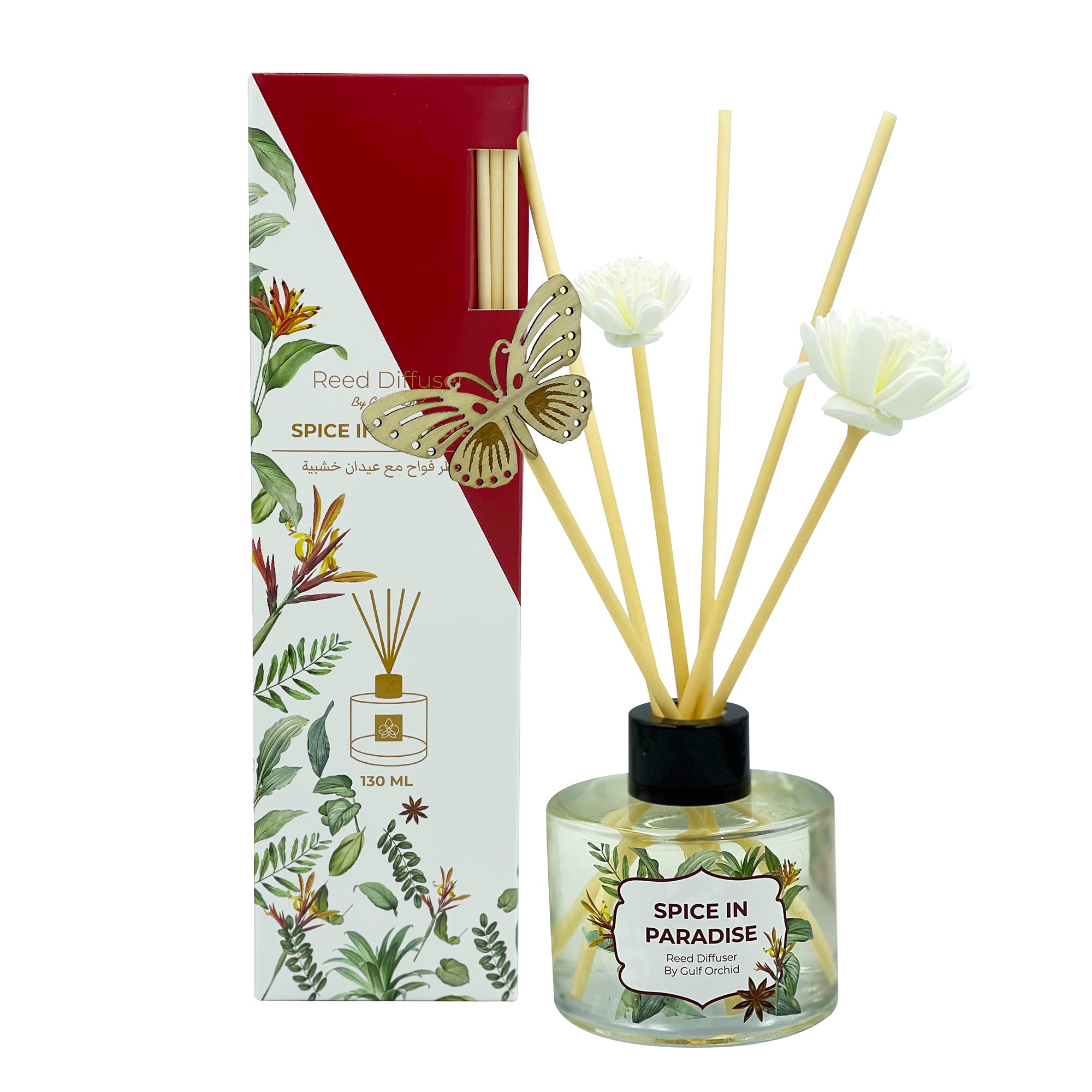 Gulf Orchid Spice in Paradise Aromatherapy Reed Diffuser Air Freshener Fragrance - Perfect for Home & Office - 130 ml