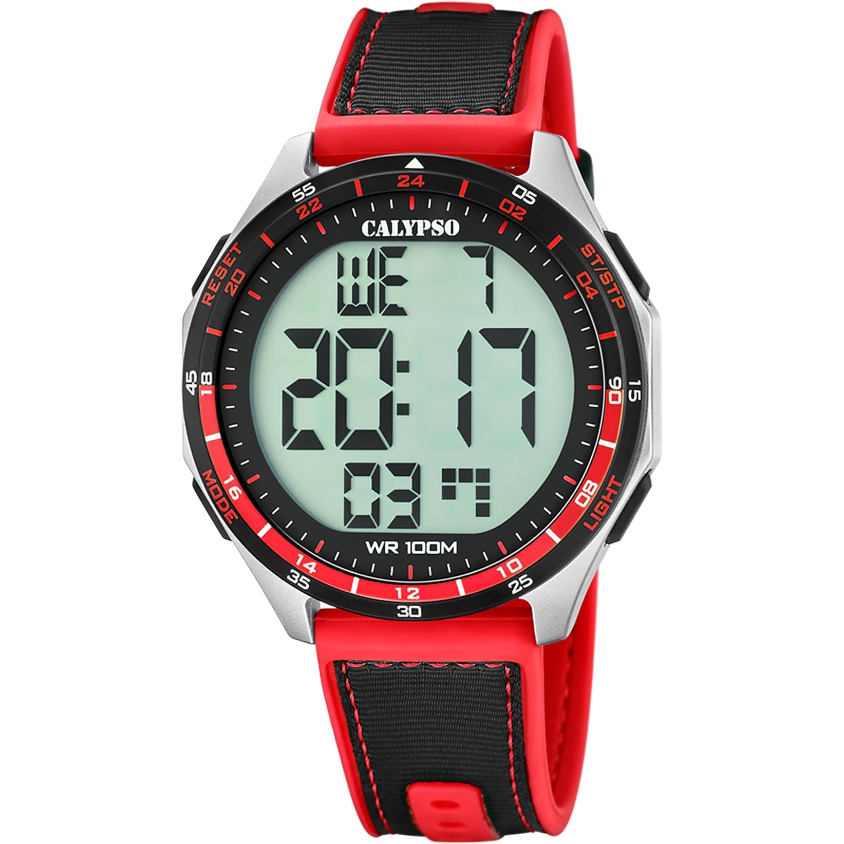 Calypso Orologio Digitale Uomo in Gomma Nero rosso