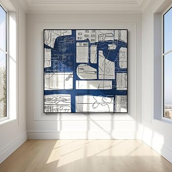 BrightA Blue Graffiti Canvas Art Wall Decor Large Painting Large Artwork for Living Room Bedroom Dining Room Wall Hanging Decor 27.5"x27.5"