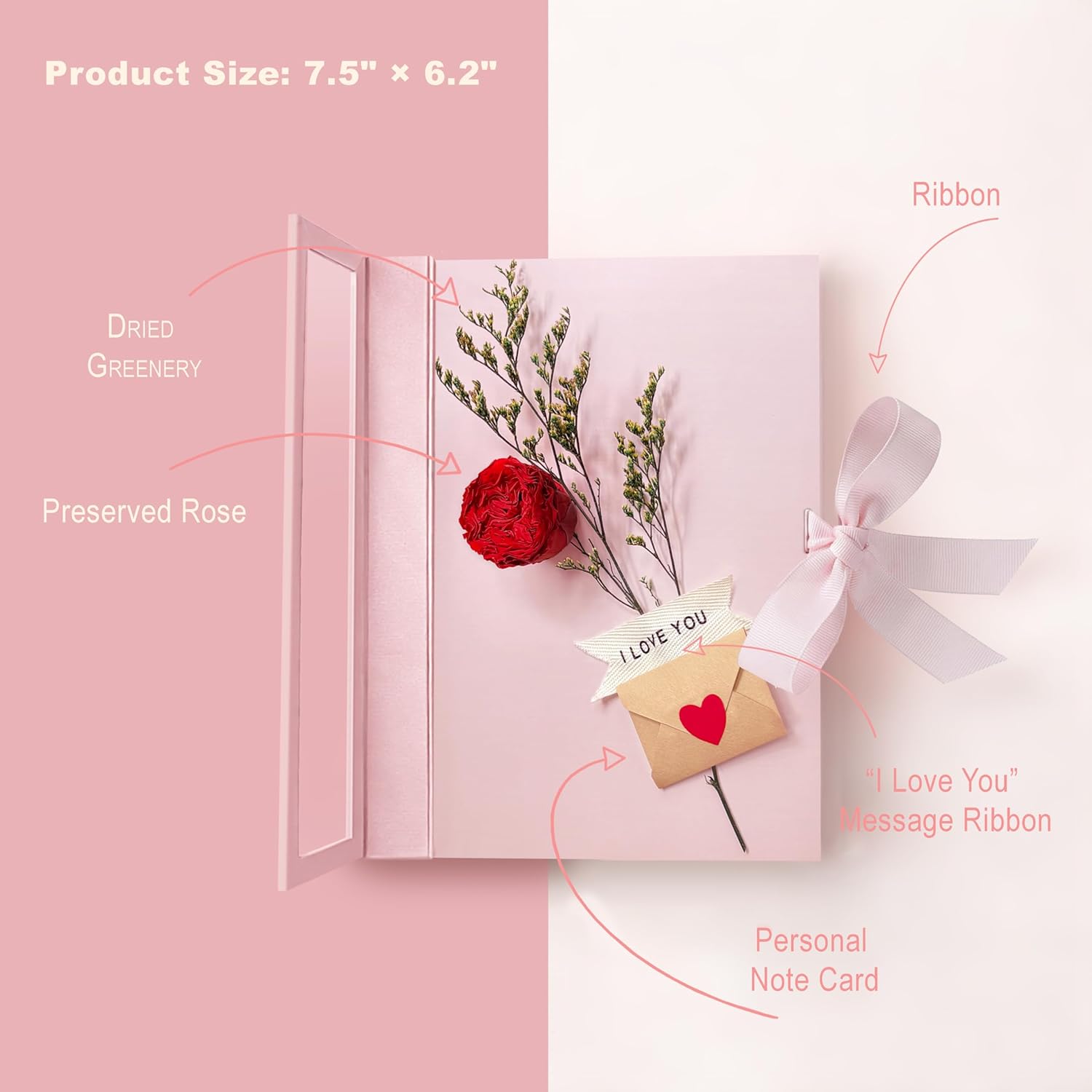 love & bloom I Love You 3D Card Bouquet, Forever Rose, Gifts for Women, Anniversary,Valentines Day Card, Preserved Flowers Florist Crafted in USA - Image 8