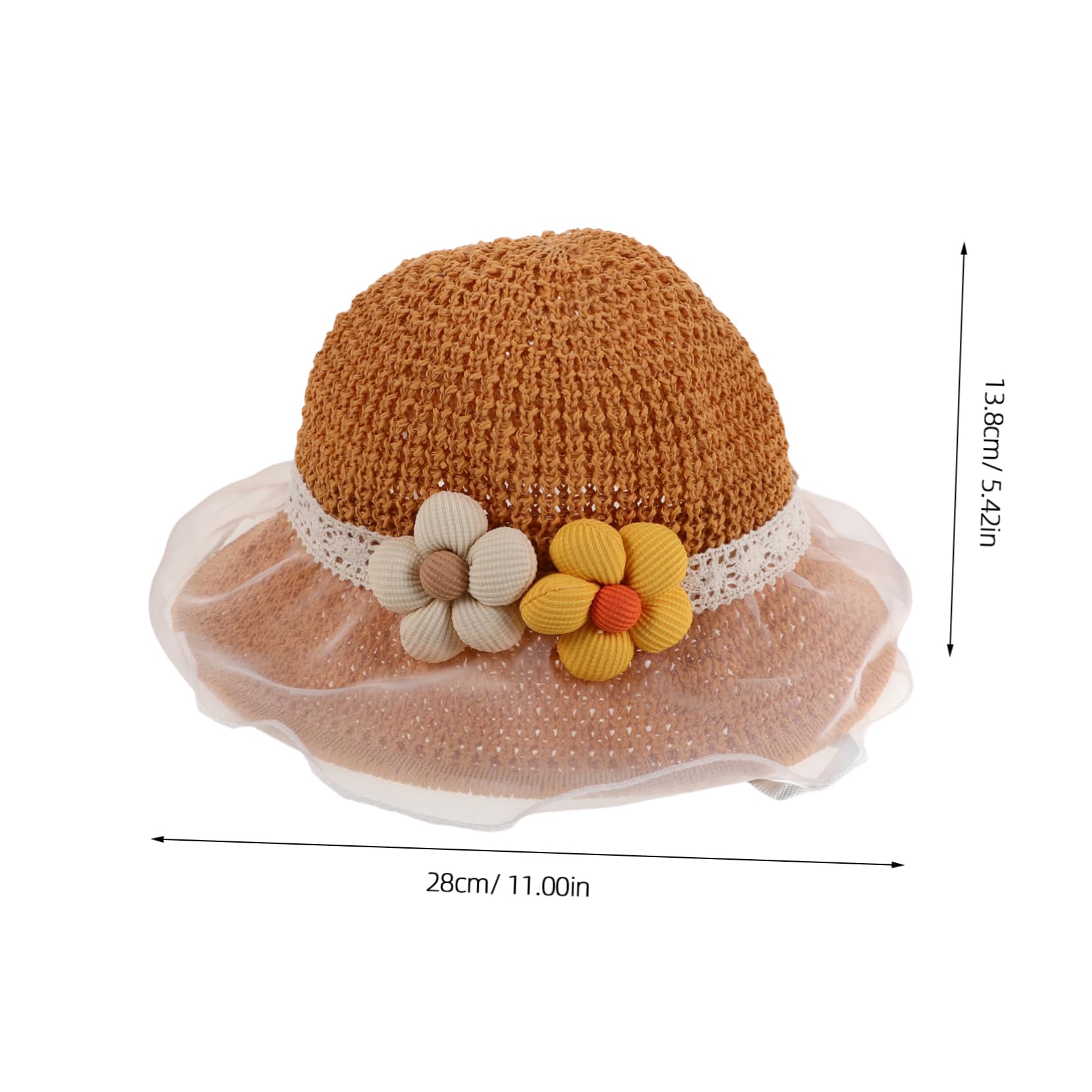 HHRFCS Sombrero de Sol para niño y niña, Sombrero de Playa de Paja para niño y niña, Actividades al Aire Libre de Verano, Flor de Encaje, Color Caqui