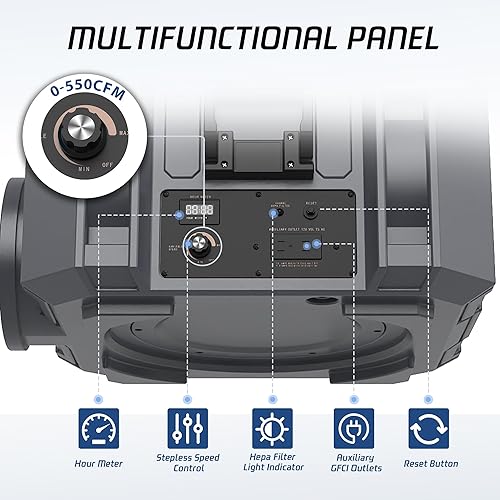 Miniatura 4 de Purificador de aire comercial purificador de aire con filtración de 3 etapas Hepa Máquina de aire negativo Purificador de aire industrial para