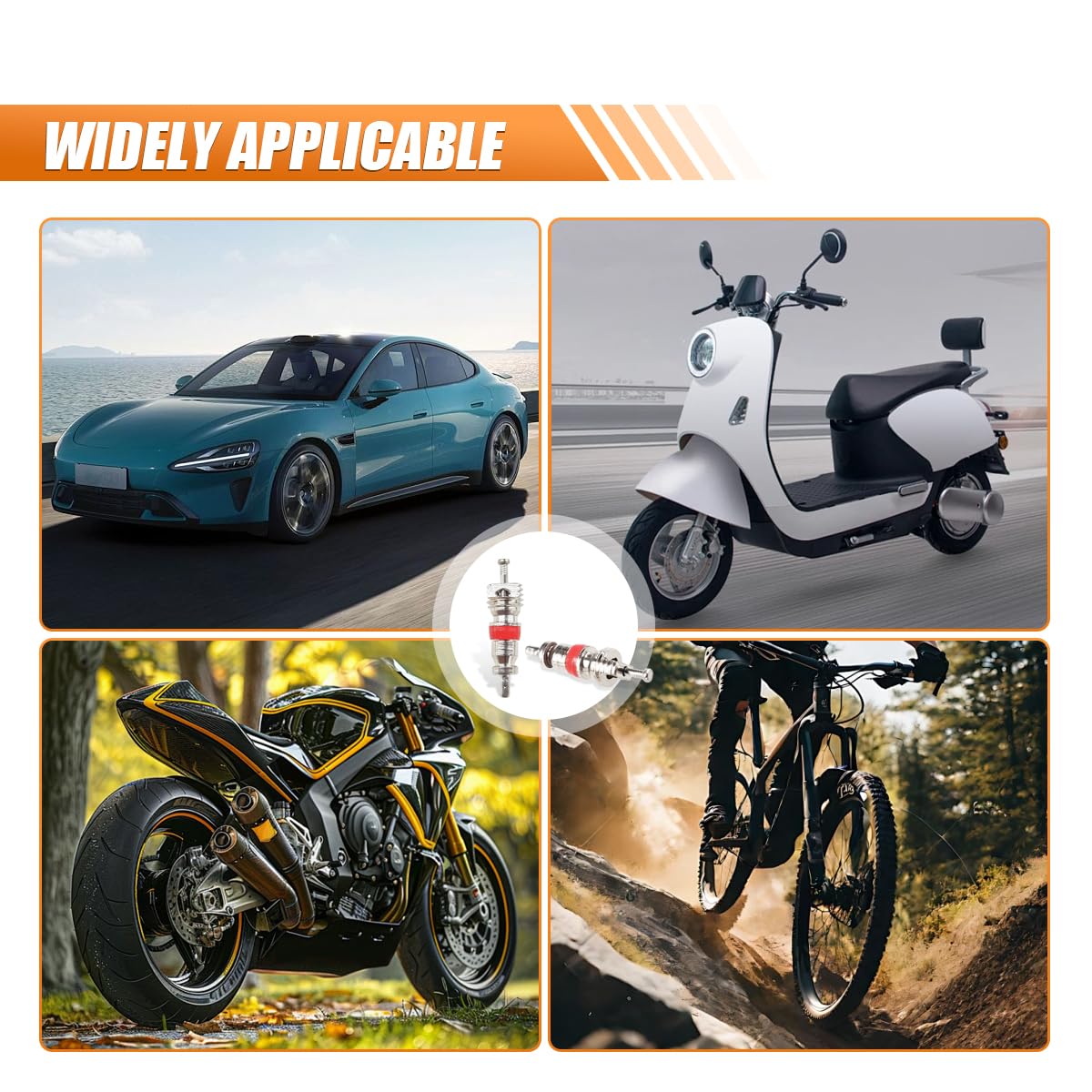 100 Stück Premium-Reifenventilkerne, vernickelt, Schrader-Ventilschaft-Kern-Ersatz, Universal-Reifenventil-Schaftkerne für die meisten Autos, Wohnmobile, ATV und Klimaanlagen, Motorräder und Fahrräder
