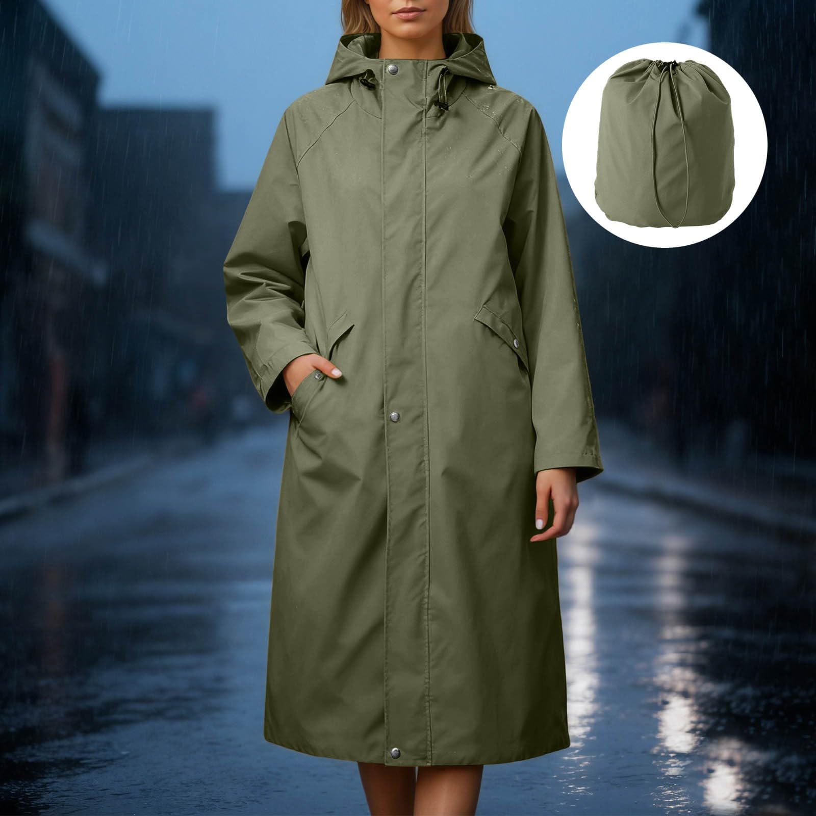 Generisch Regenmantel Damen Winddichter Damenponcho Für Outdoor Fahrrad Regenbekleidung Wasserdichter Mantel Mit Kapuze Schnell Trocknend Für Wandern, Radfahren, Camping Und Reisen