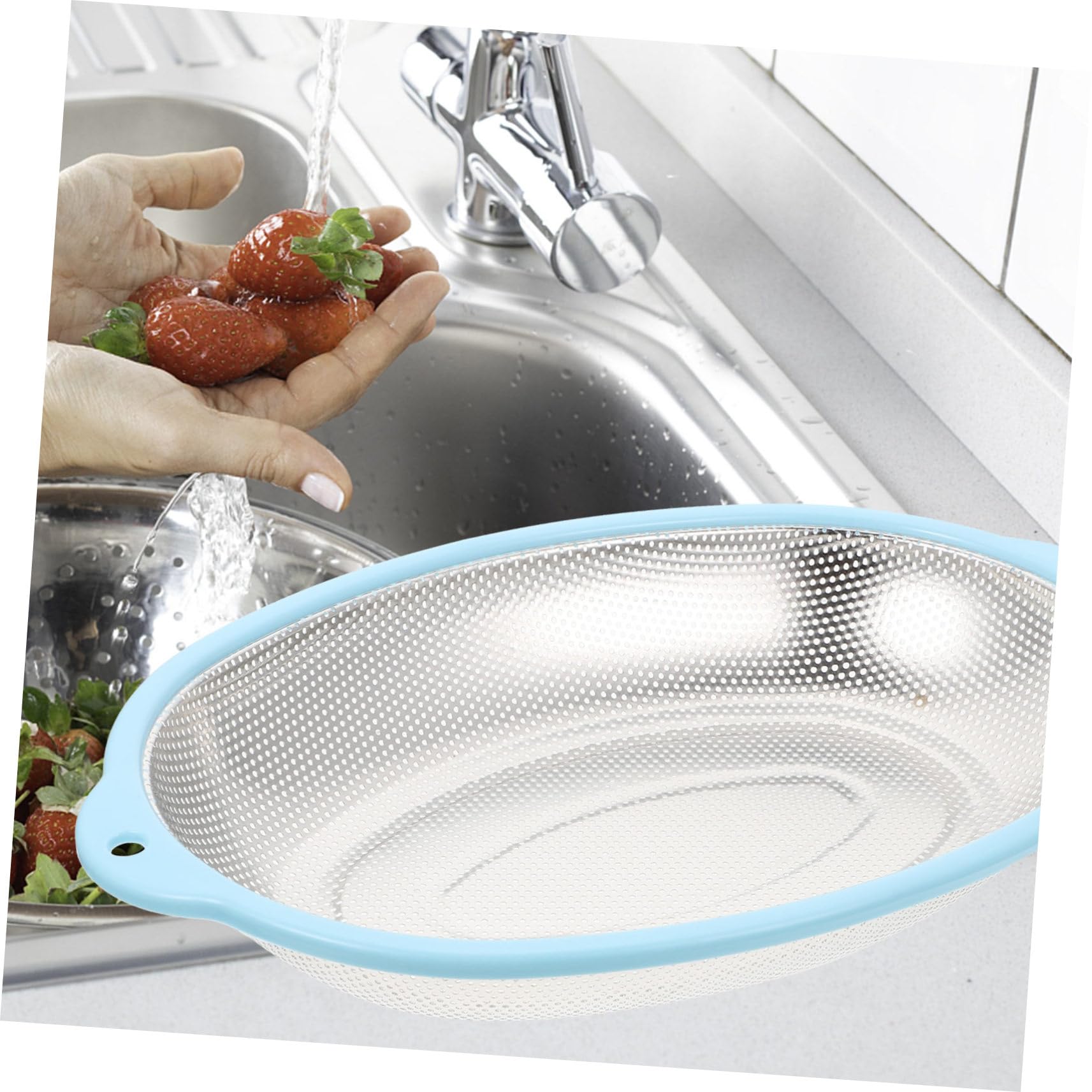 SHOWERORO 2piezas Escurridor De Acero Inoxidable Para Arroz y Verduras Cesta De Drenaje Multifuncional Malla Fina Para Fregadero Para Lavar Arroz y Ensaladas Cocina
