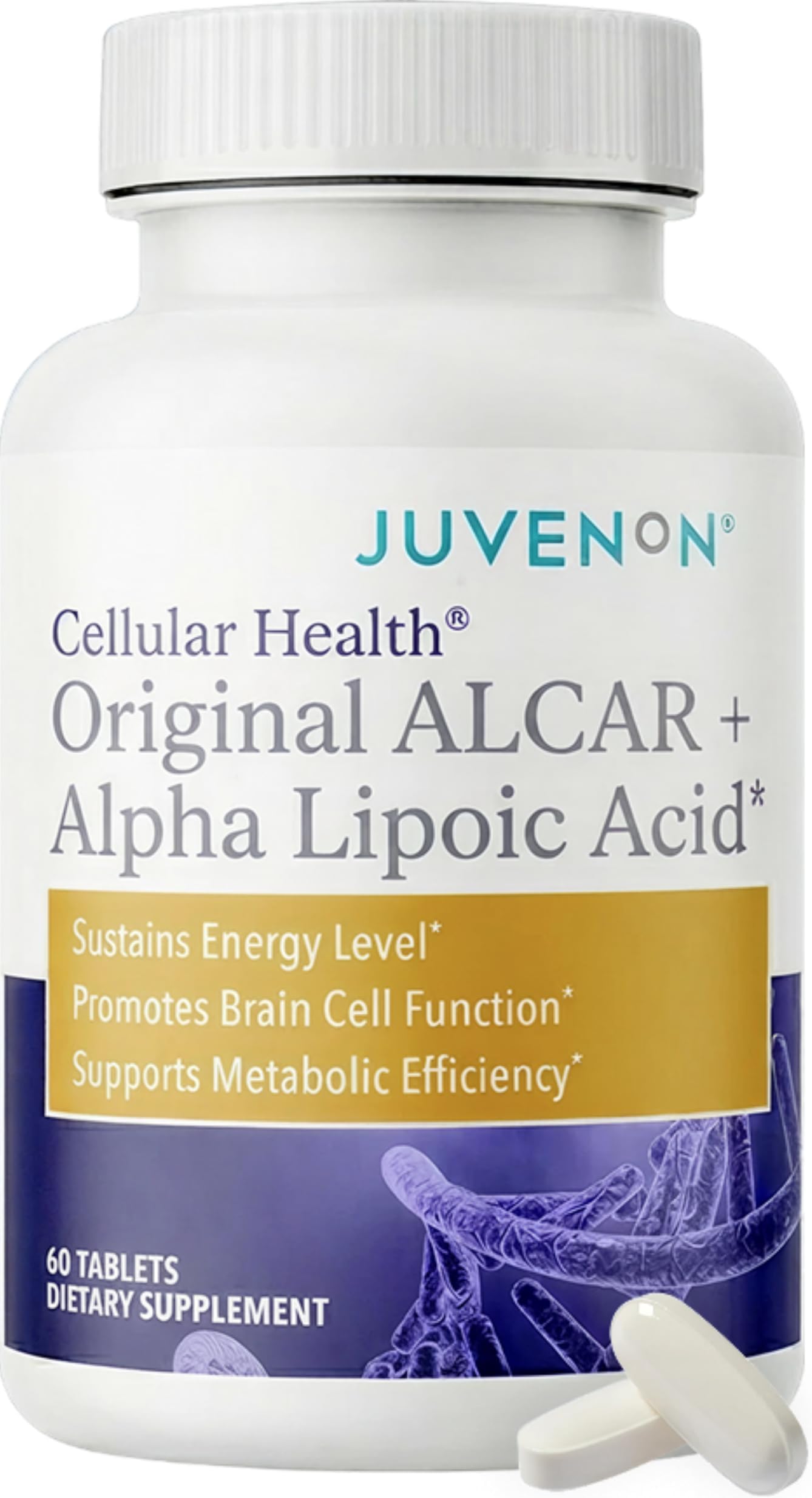 Cellular Health | Heart, Brain Supplement with Acetyl L-Carnitine and Biotin - Supports NAD+ Function, Energy Production, Mood, Revitalized Metabolism, Mental Focus & Clarity (60 Tablets)