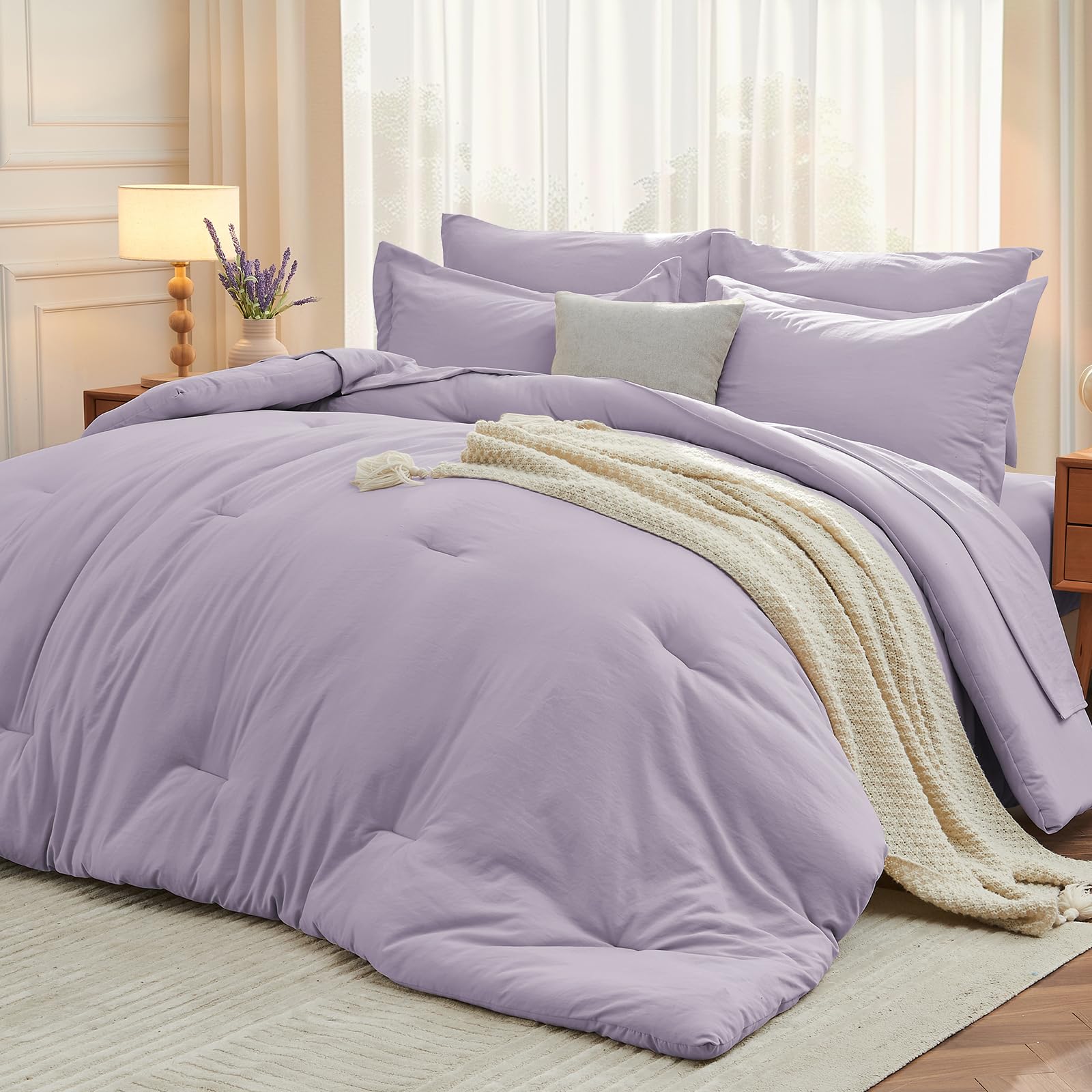 MUXHOMO 5 Pieces Twin XL Comforter Set, Soft Bed in a Bag Twin XL Size, All Season Bedding Set with Comforter, Flat Sheet, Fitted Sheet, Pillowcases &