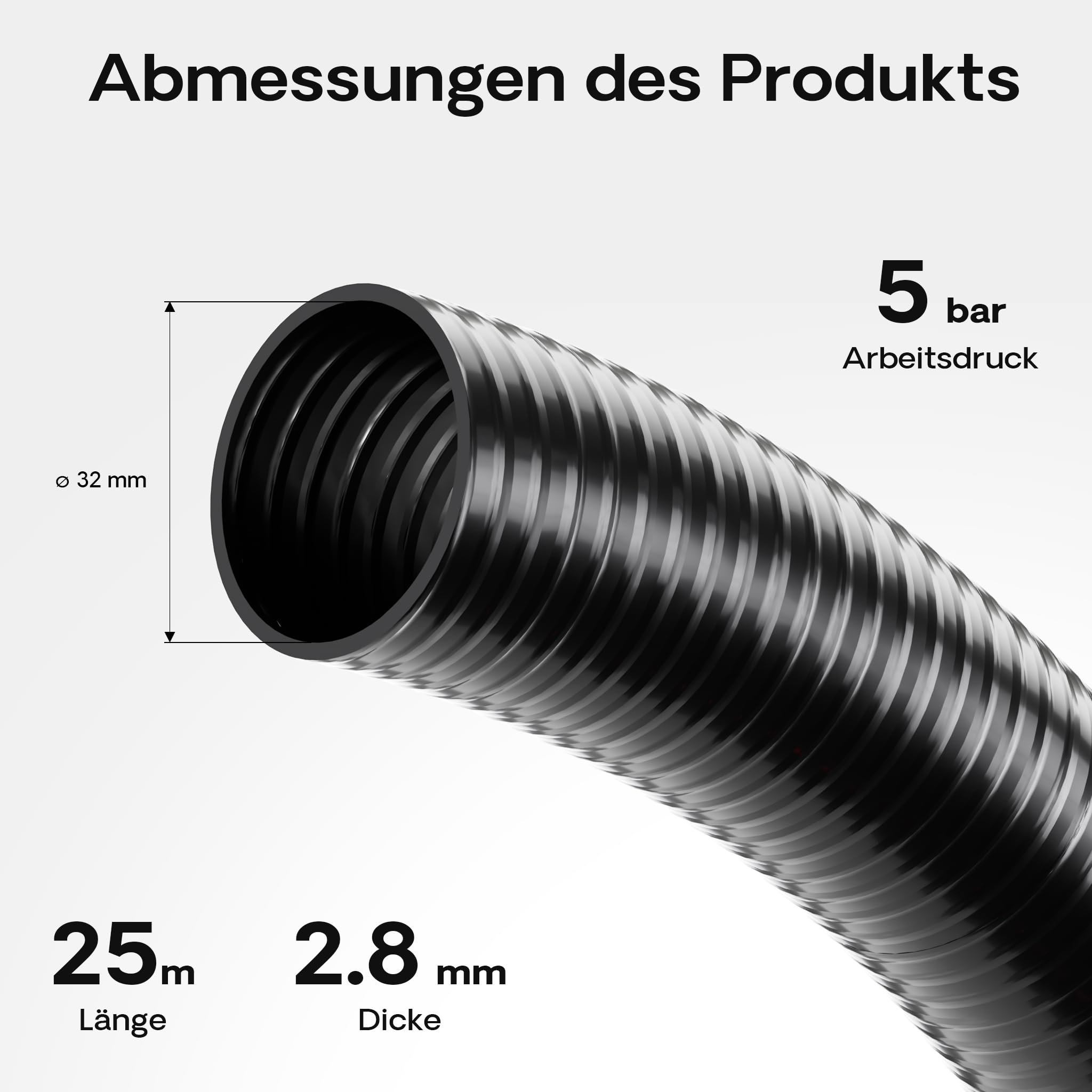 Luisiana OM/I 25m Tubo flessibile Laghetto D32mm 320g/m pompa acqua
