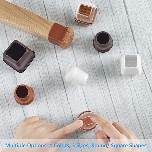 Miniatura 7 de Paquete de 16 protectores de piso para patas de silla para pisos de madera dura, deslizadores redondos de goma para muebles, almohadillas de fieltro