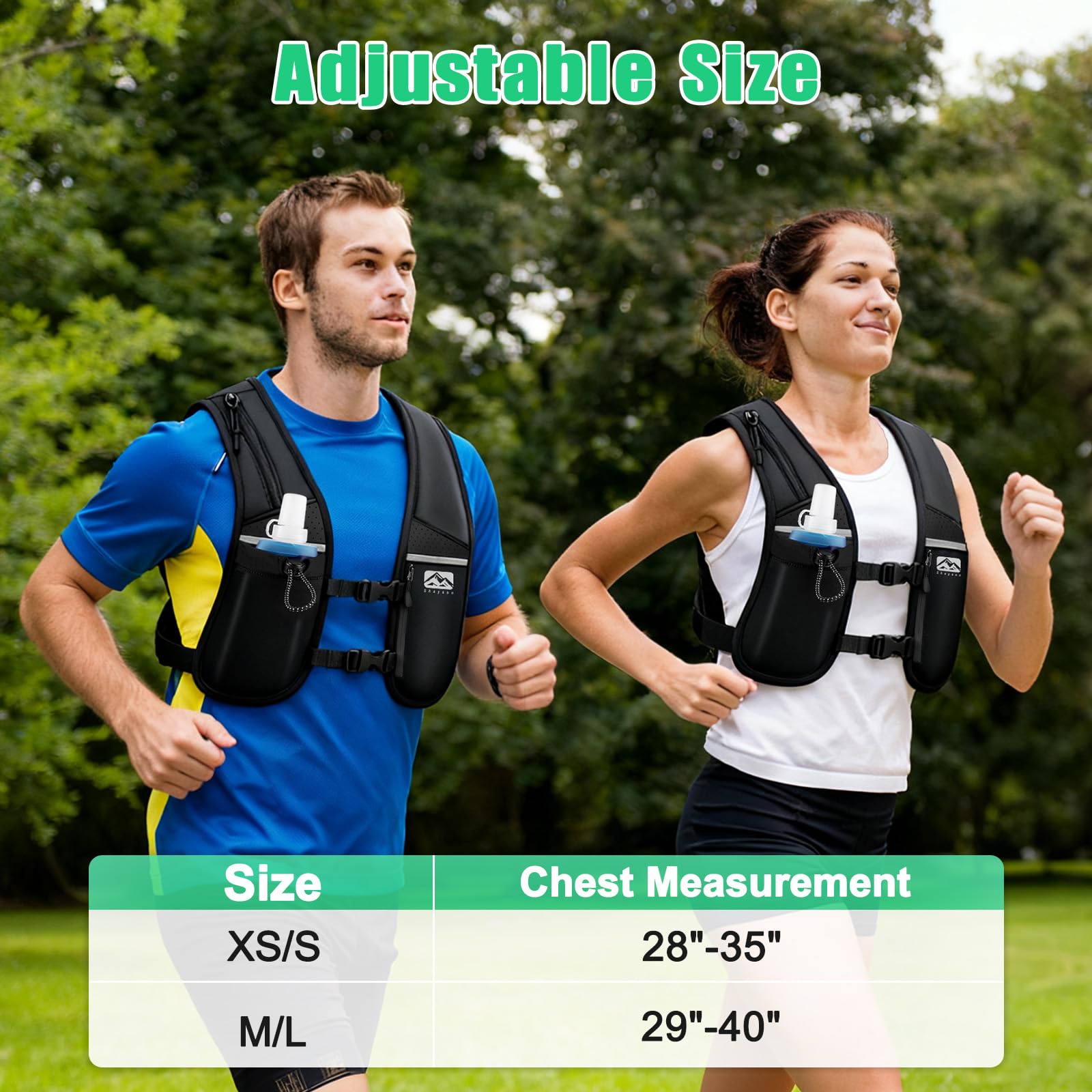 gilet da corsa per donna e uomo con borraccia da 500 ml inclusa,cinturini pettorali regolabili,traspirante e riflettente,zaino gilet da corsa,Running Vest