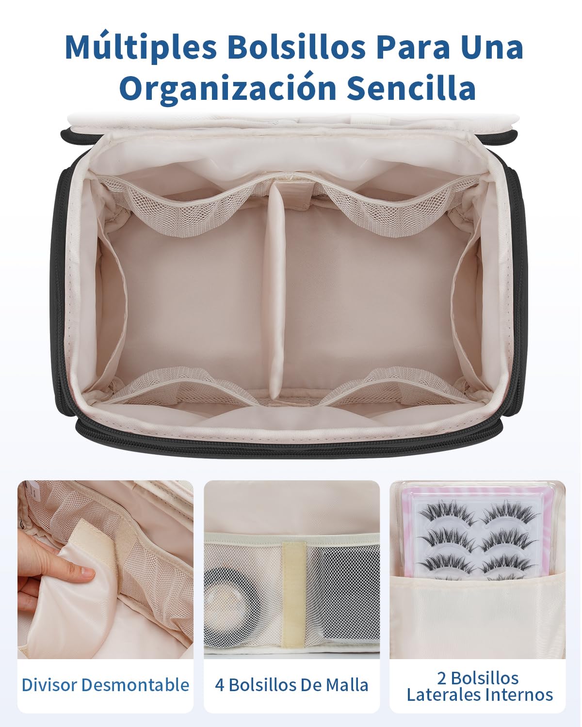 WANDF Neceser de Viaje Grande, Bolso de Maquillaje de Apertura Amplia con Asa, Bolso Cosmético Hinchado para Toallas, Cosméticos, Accesorios y Elementos Esenciales para Mujeres