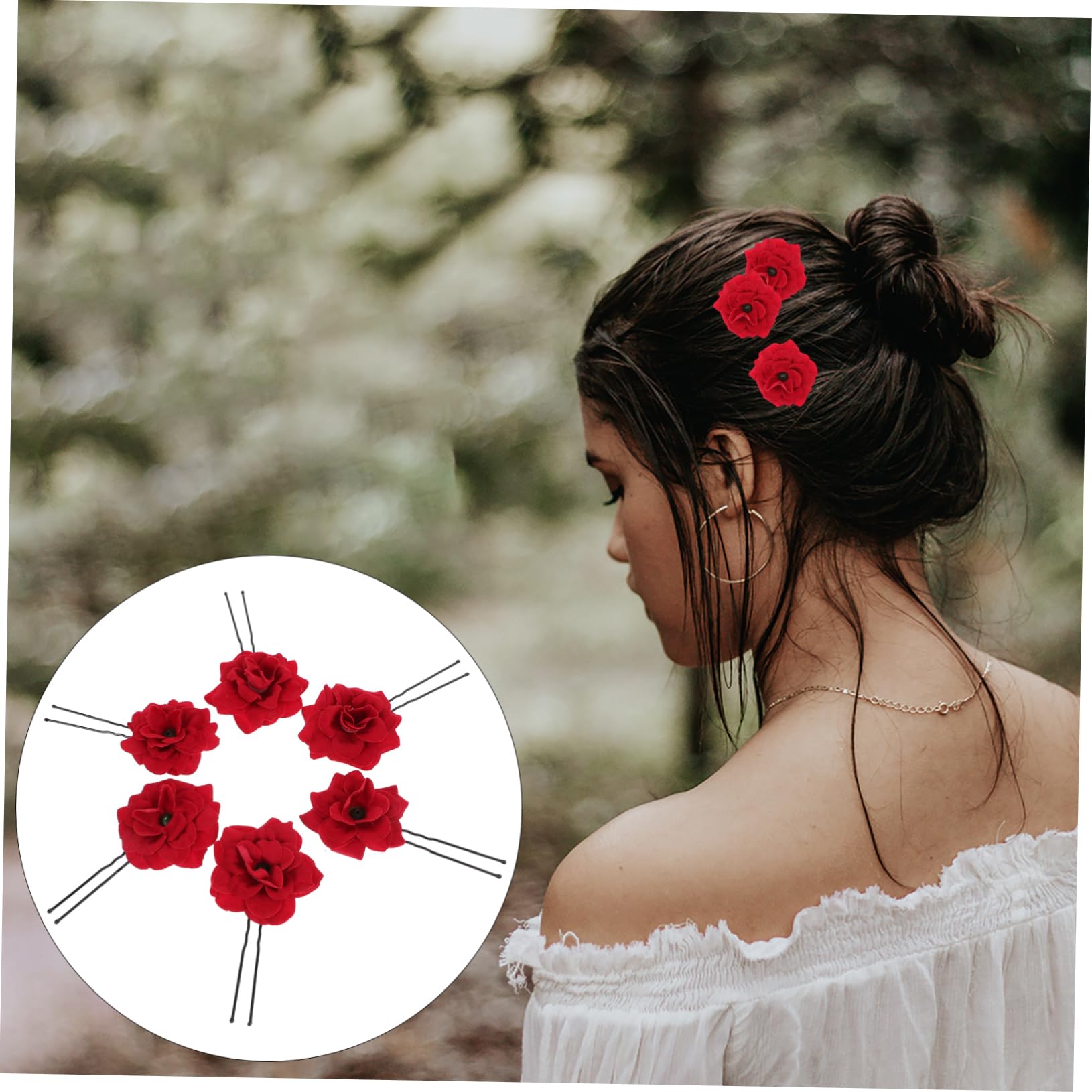 FRCOLOR 10 Sets – Langlebiger Haarschmuck Für Die Braut Haarnadel Dekorative Haarnadel Braut-haarstab Rosenblume Haarstäbchen 6 Stück X 10