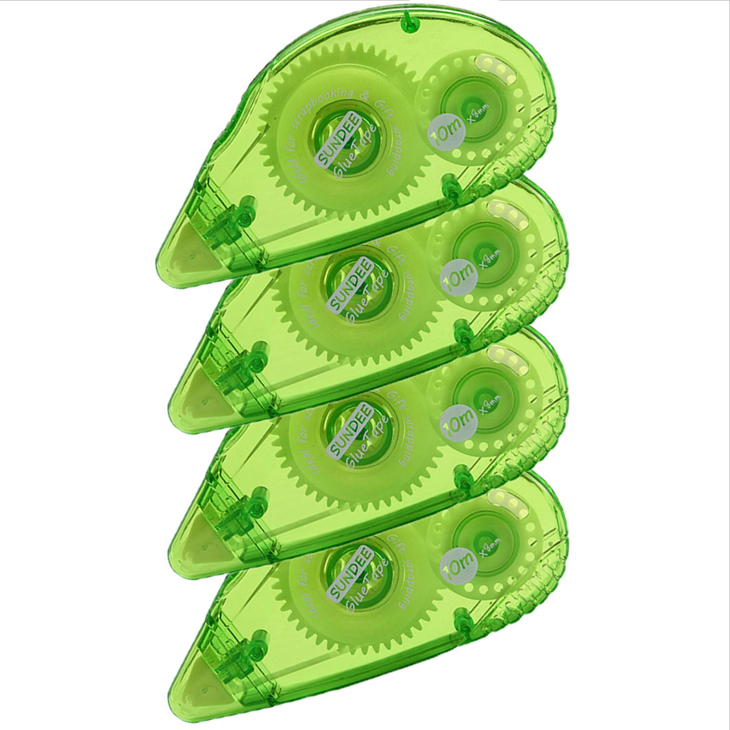 ZHONYEE Permanent Glue Tape Runner Double Sided Adhesive Scrapbook Runner Tape Roller - 0.3-inch by 360-Inch - Permanent Adhesive Dots Roller Applicator, Green, 4 Pack