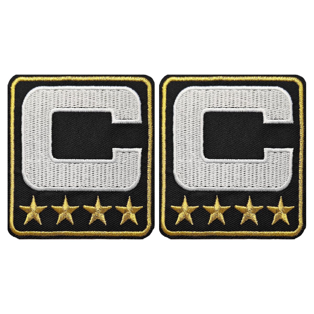2Pcs Captain C Patch, Embroidered Applique Iron on Patch for Jersey Iron-On/Stitching Baseball, Football, Hockey, Basketball - Black