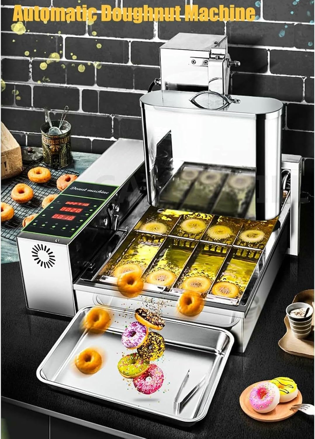 Automatic Donut Maker Machine with Digital Controls for High-Volume Commercial Frying, Adjustable Thickness for Mini Donuts