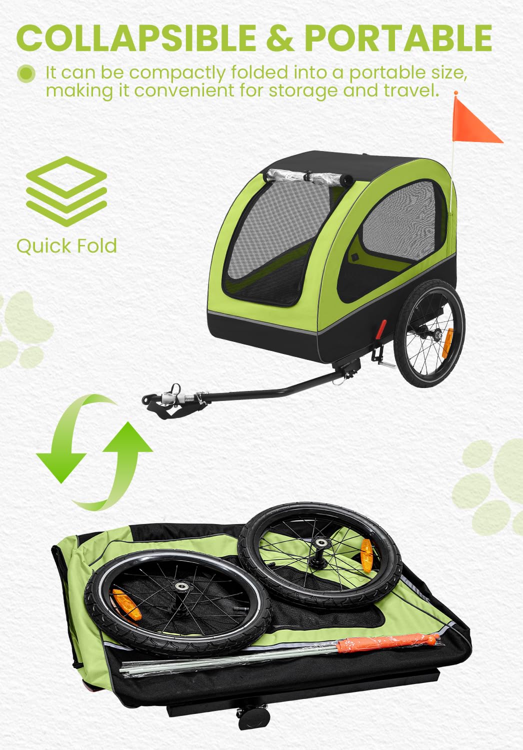 Sepnine Carrito para Perros, Remolque Bici Perro,Remolque de Bicicleta para Perros pequeños y medianos de Menos de 40 kg