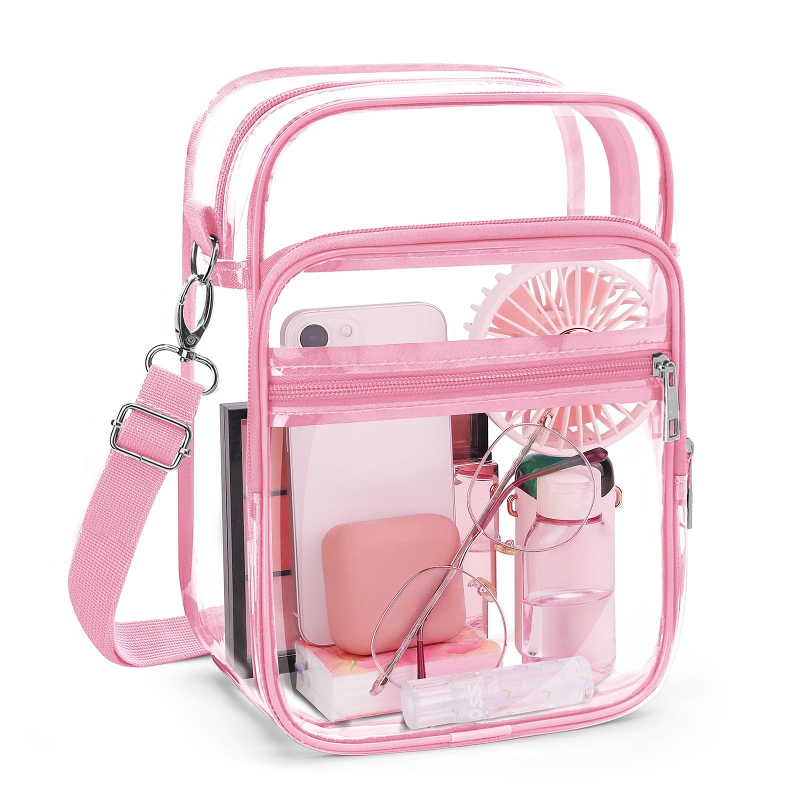 Blvornl Clear Crossbody Bag with Adjustable Shoulder Strap, Stadium Approved PVC Purse Bag, Messenger Bag