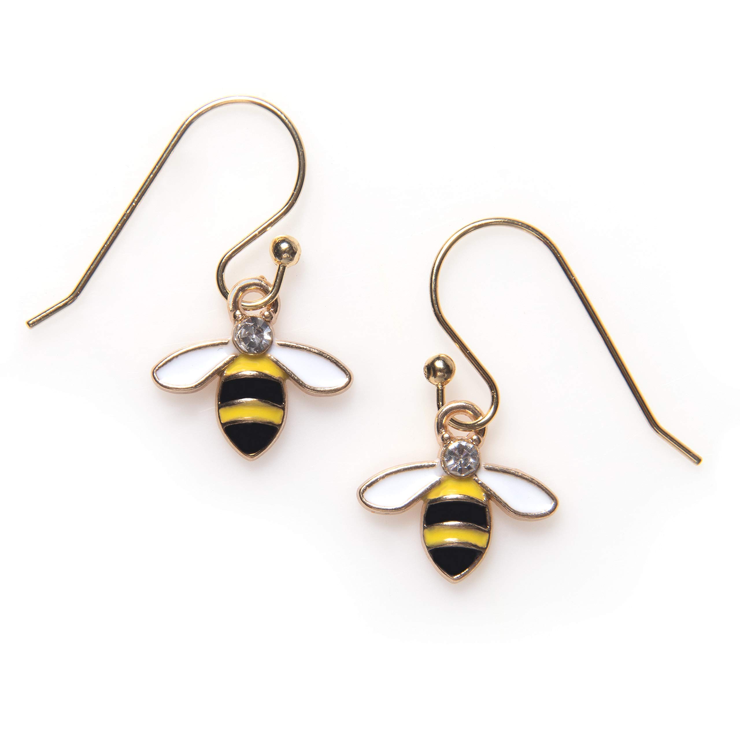 Honey Bumble Bee Earrings for Women Girls 14k Gold Filled Wires Handmade in USA by Darlene's Gift Shop