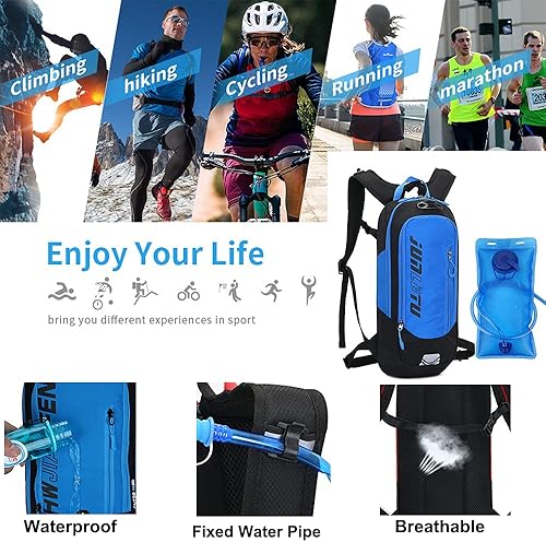 Miniatura 7 de Croogo Paquetes de hidratación, mochila de hidratación con vejiga de hidratación de 2 litros, mochila de bicicleta impermeable transpirable para