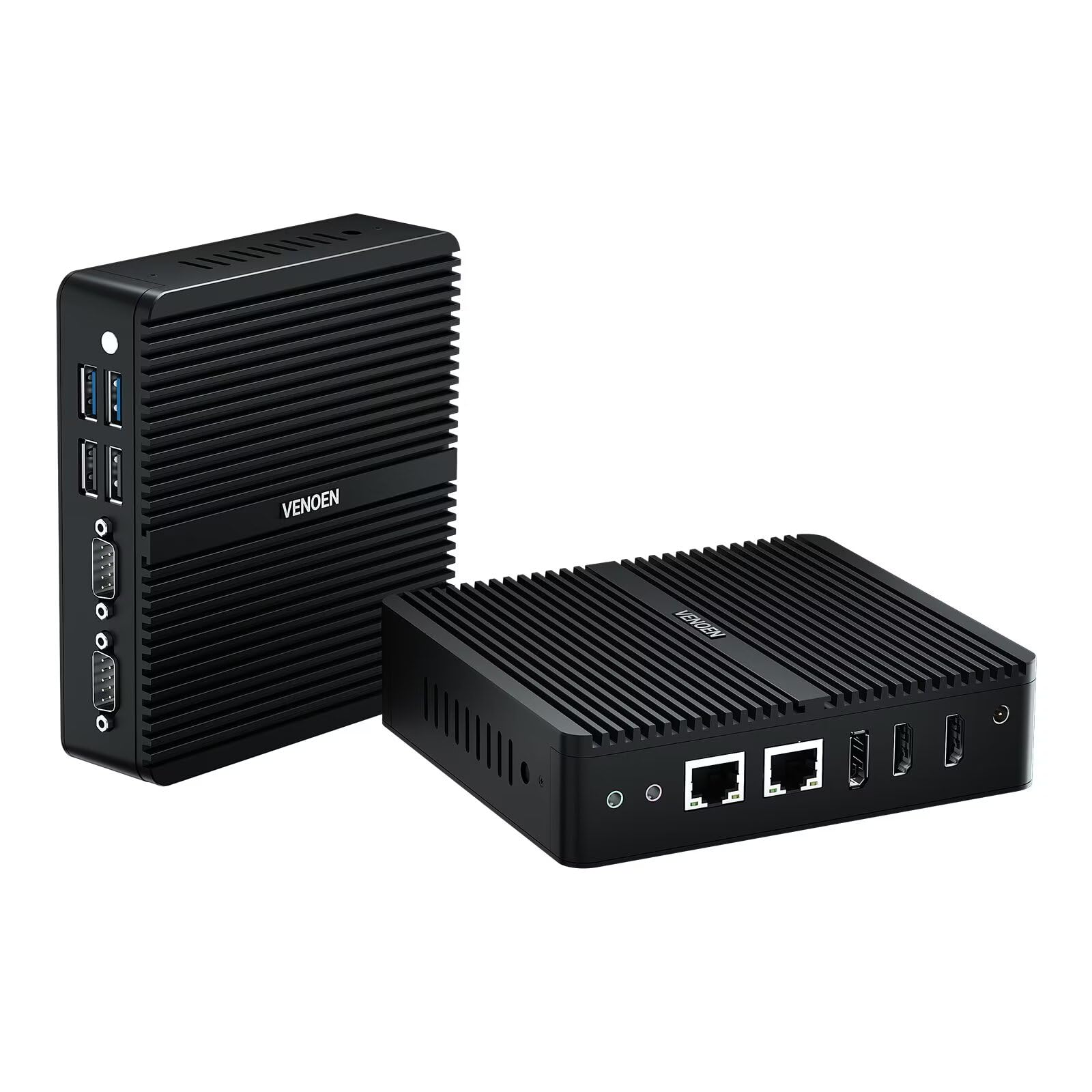 VENOEN Mini PC sin Ventilador N95, Fanless Desktop pc, Dual HD2.0, DP, 4K, 2xCOM, LAN RJ45, WiFi, BT4.2, Auto Power On, Uso en Oficina/hogar/Empresa, Servidor Industrial, 16GB RAM 512GB SSD