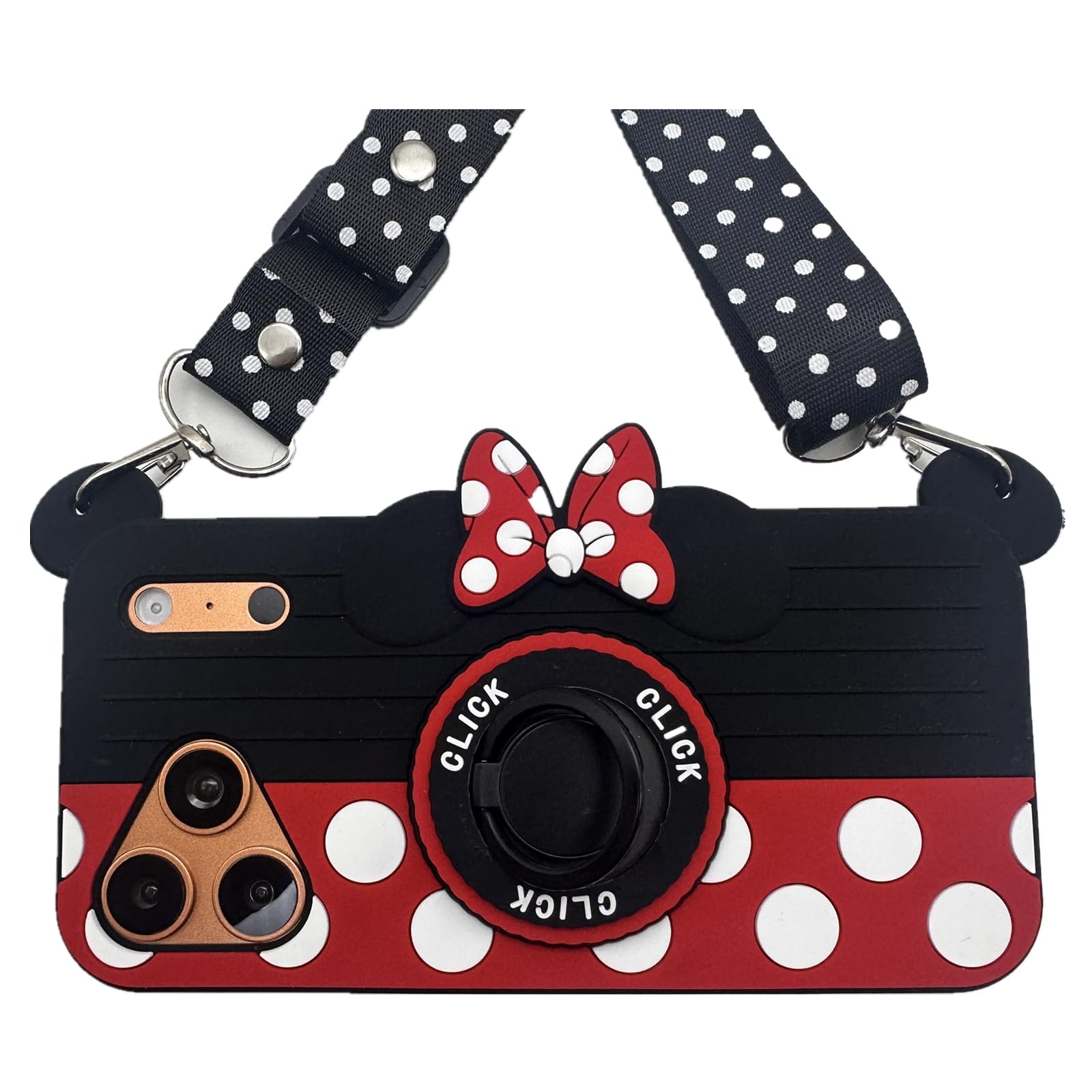 Photo 1 of 17 Pro Max Case Cute iPhone 17 Pro Max Case with Kickstand 3D Carton Camera Rotating Ring Grip Holder Lanyard Teens Girls Women Kids Silicone Rubber Phone Cases Cover for iPhone 17 Pro Max -6.9"