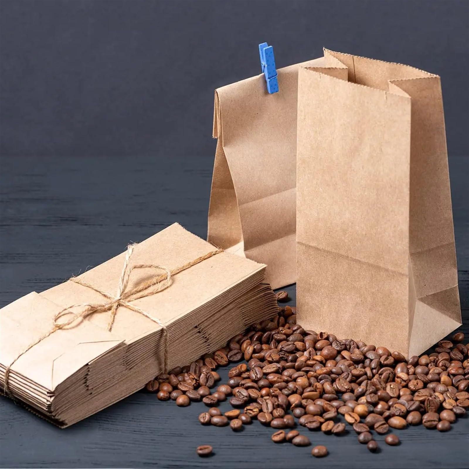 Torby papierowe Kraft, Torebki na kanapki z papieru pakowego, opakowanie 20/50/100 szt(19 X13.5x25 Cm,50Pcs)
