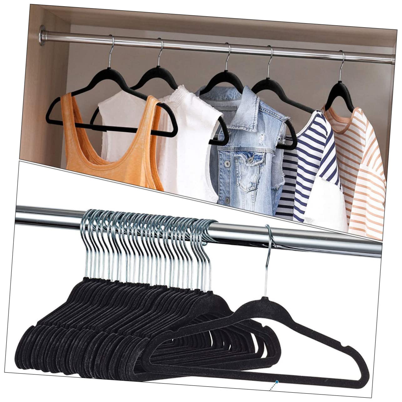 Perchero Niña de 20 Piezas Perchas Antideslizantes de Plástico y Metal, Notches y Ancho Ajustable para Preservar Forma de Ropa en Armario