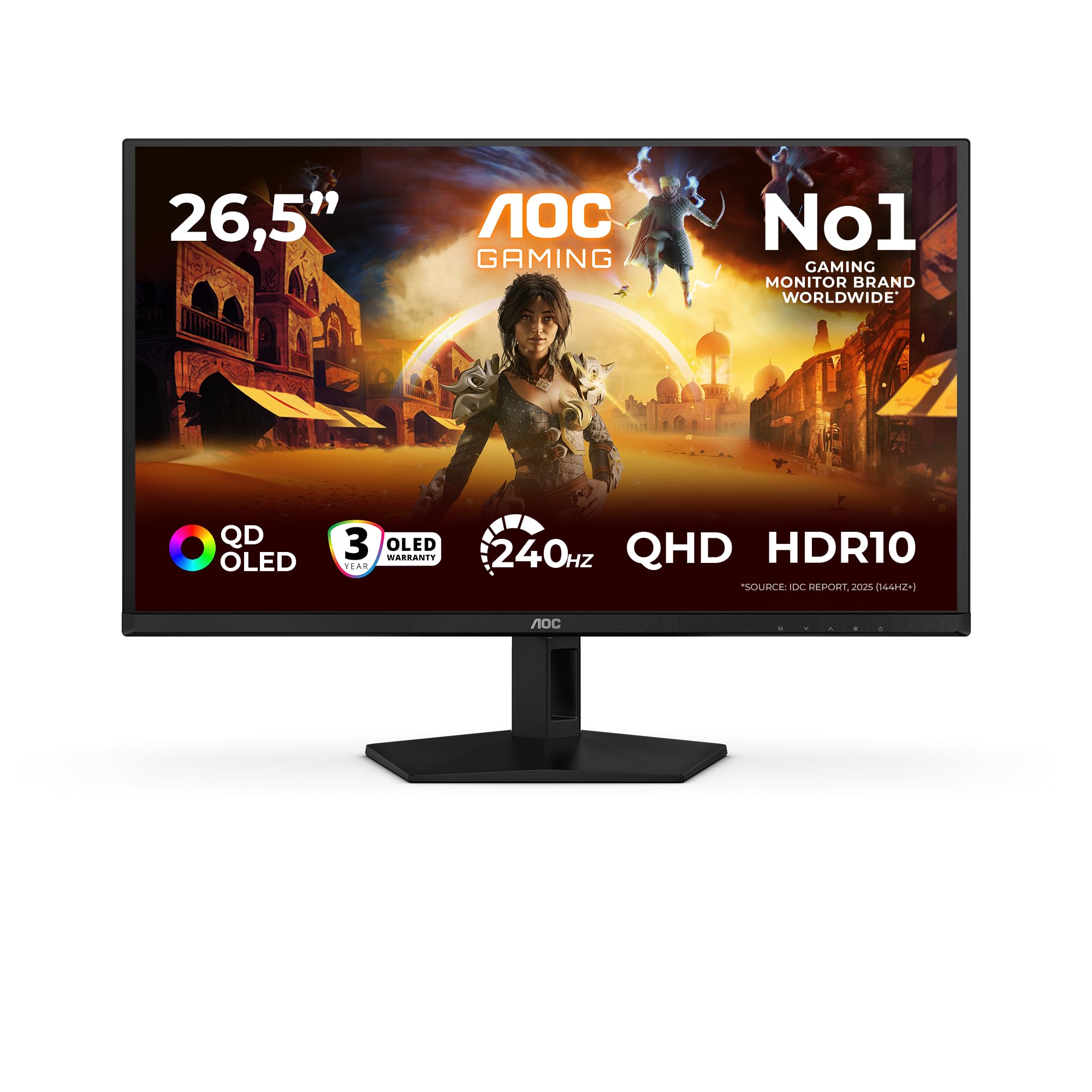 AOC Gaming Monitor Q27G41ZDF 27 pollici 2560x1440, WQHD, 240Hz, QD-OLED Panel, 0.03ms GtG, (HDMI1x 2.0 DP 1x 1.4) HDR10, G-Sync Compatible, Nero