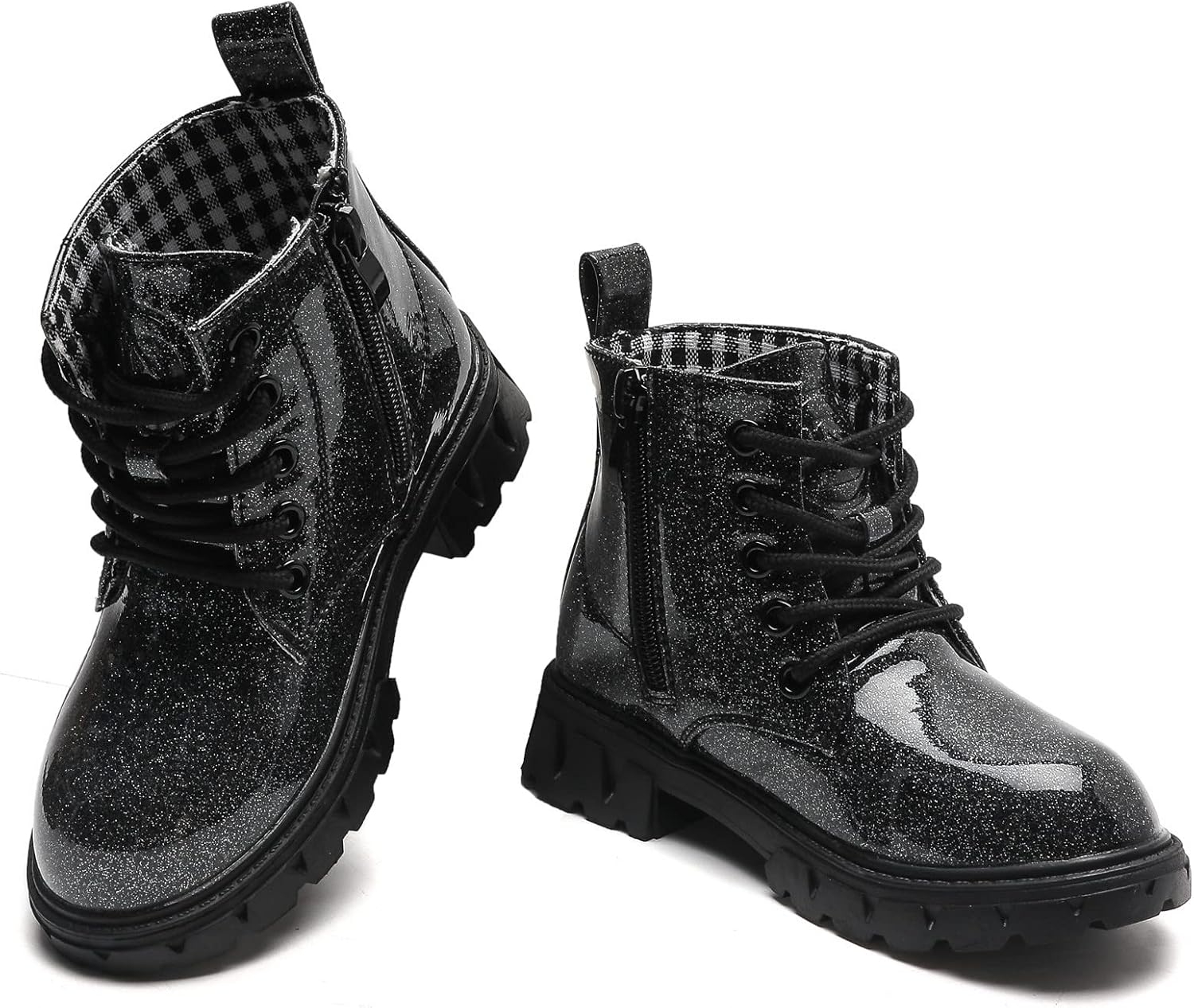 kkdom Boys Girls Waterproof Lace Up Side Zipper Ankle Combat Boots(Toddler/Little Kid/Big Kid)