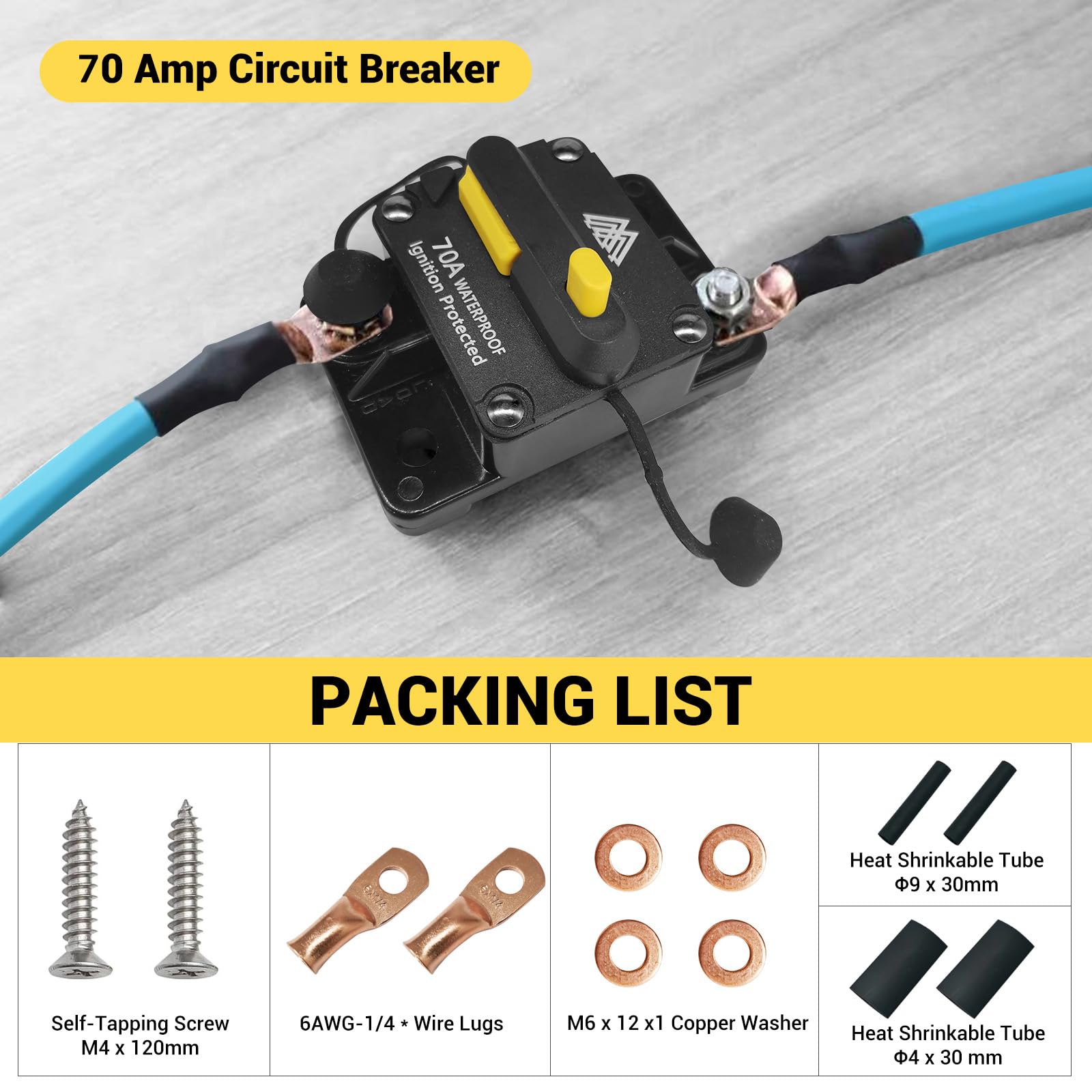 Amazon | M1A2 サーキットブレーカー 70A 防水ヒューズ インライン