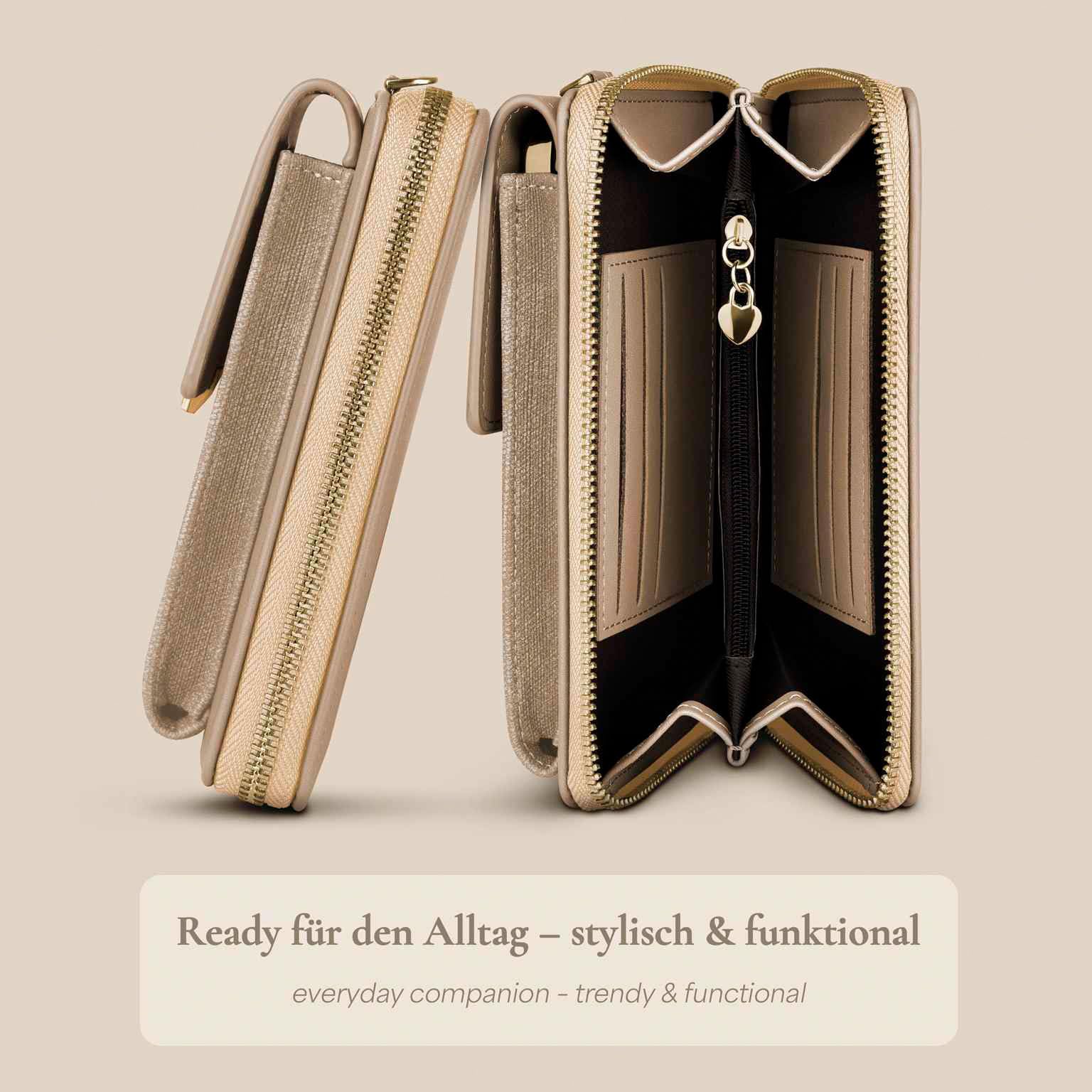 ONEFLOW Bliss Purse für Google Pixel 10 Pro Handytasche zum Umhängen Damen mit Portemonnaie, Handy Umhängetasche mit Geldbörse und Handyfach, Kleine Handtasche, Cream Beige