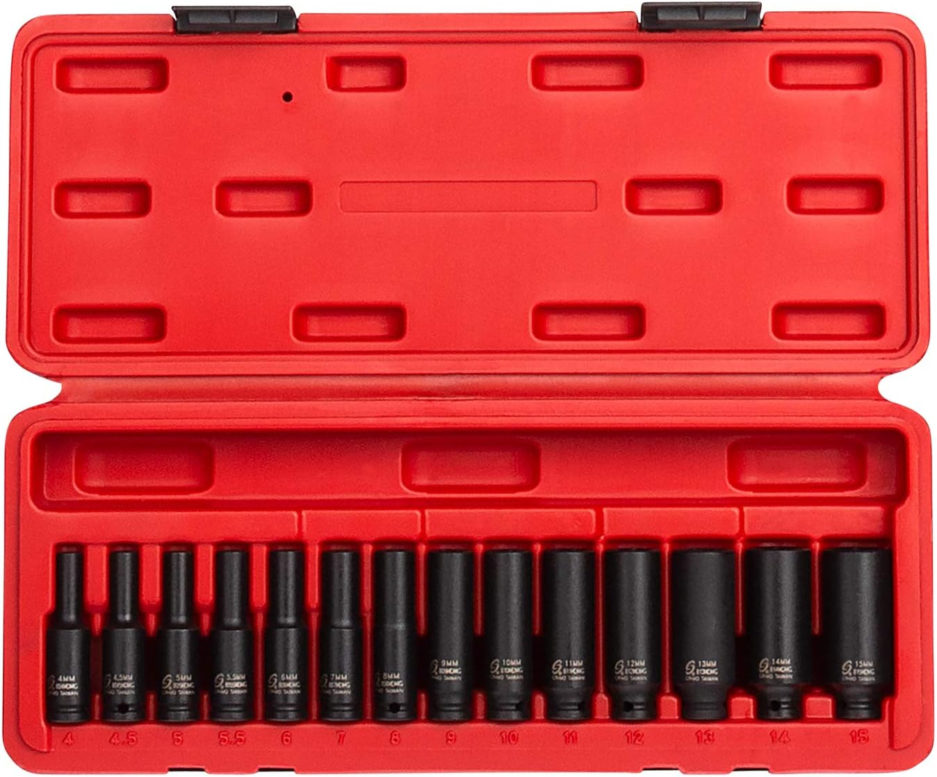 Super Deal Product Sunex 1831, 1/4 Inch Drive Deep Magnetic Impact Socket Set, 14-Piece, Metric, 4mm - 15mm, Cr-Mo Alloy Steel, Heavy Duty Storage Case, Meets ANSI Standards