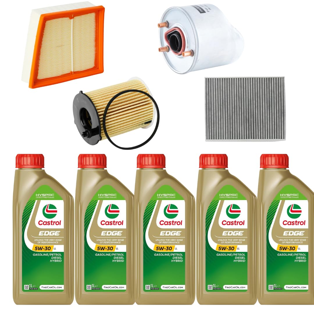 CORMAR KIT TAGLIANDO COMPLETO FILTRI + OLIO CASTROL 5W30 COMPATIBILE CON FORD FIESTA VI 1.4 1.5 TDCi DA 2010