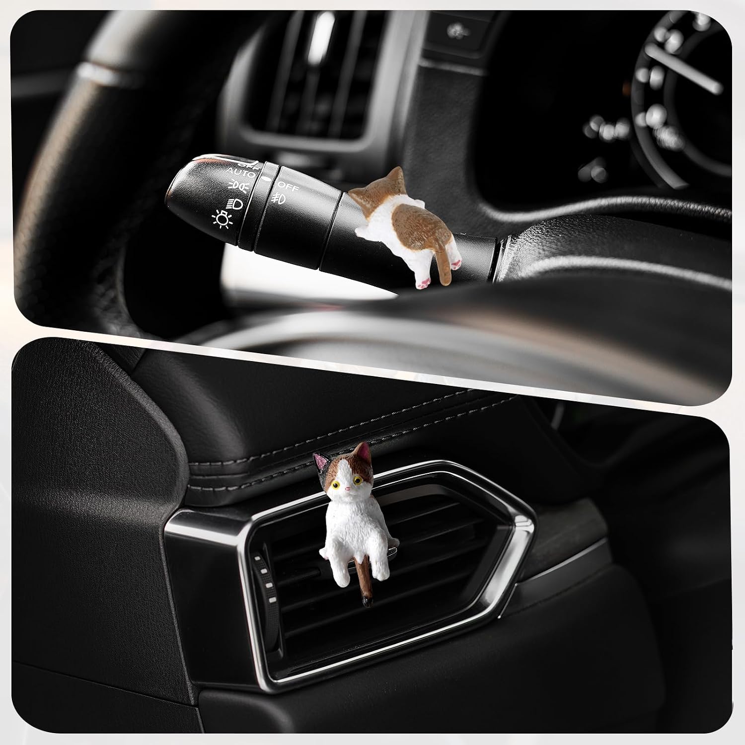 Cute Cat Dashboard Decor Set of 6 - Mini Resin Car Interior Accessories, Funny Rearview Mirror Ornament & Kawaii Desk Decor for Boys girls, Universal Vehicle Car Decorative Gift (Style 1)
