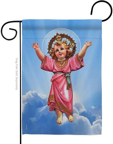 Breeze Decor G153052-P3 Divine Baby Jesus Inspiración Fe & Religiosa Decorativa Vertical, Bandera de Jardín 13 x 18.5 pulgadas, Multicolor