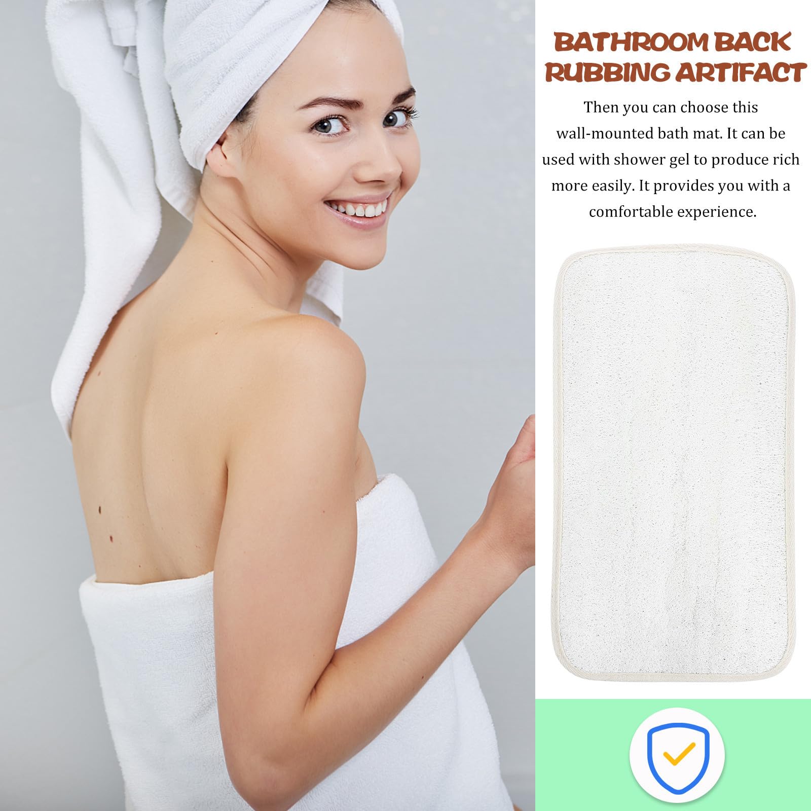 Rückenschrubber für Badewanne mit Luffa Bezug Leichte und Starke Reinigungskraft Rutschfeste Badematte für Zuhause und Andere Orte Zufällige Farbe