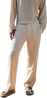 Grimelange EDVIN Erkek Beli Lastikli Yanları Cepli Keten Karışımlı Relaxed Fit Pantolon