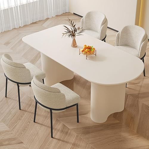 Miniatura 27 de Juego de mesa de comedor para 4, mesa de cocina moderna con 4 sillas, juego de mesa de comedor para cocina, comedor, hogar y oficina (mesa blanca de