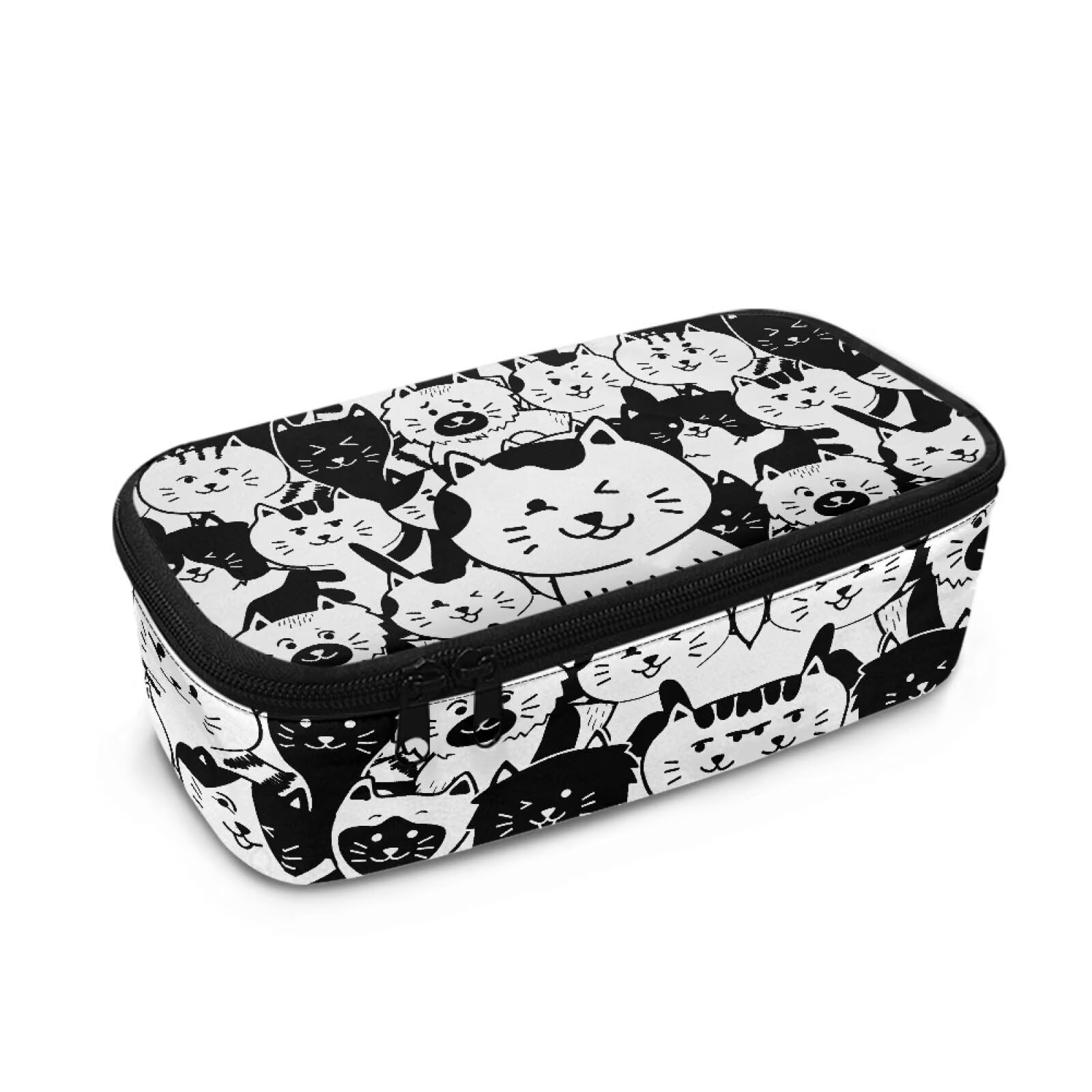 TOADDMOS Cartoon Cats Zipper Pencil Bag Large Capacity Kawaii Pencil Pouch with 3 Compartments for Student College Middle High School Supplies and Office โ image 1