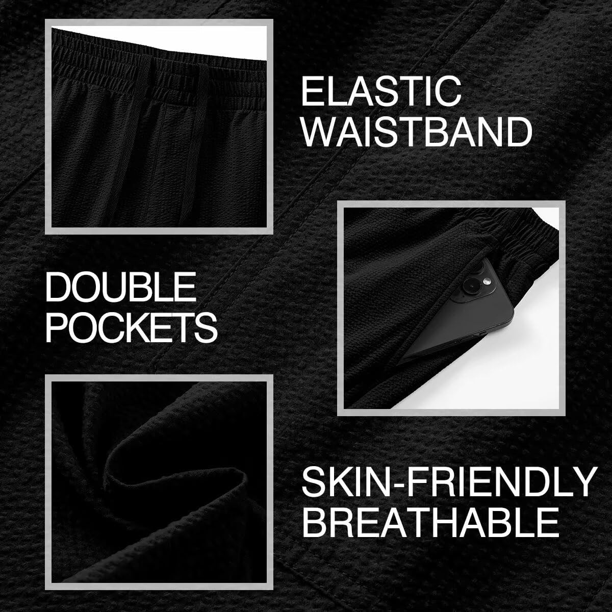 Dokotoo Men Mens Seersucker Shorts Casual Elastic Waist Drawstring Shorts Stretch Summer Beach Vacation Shorts with Pockets