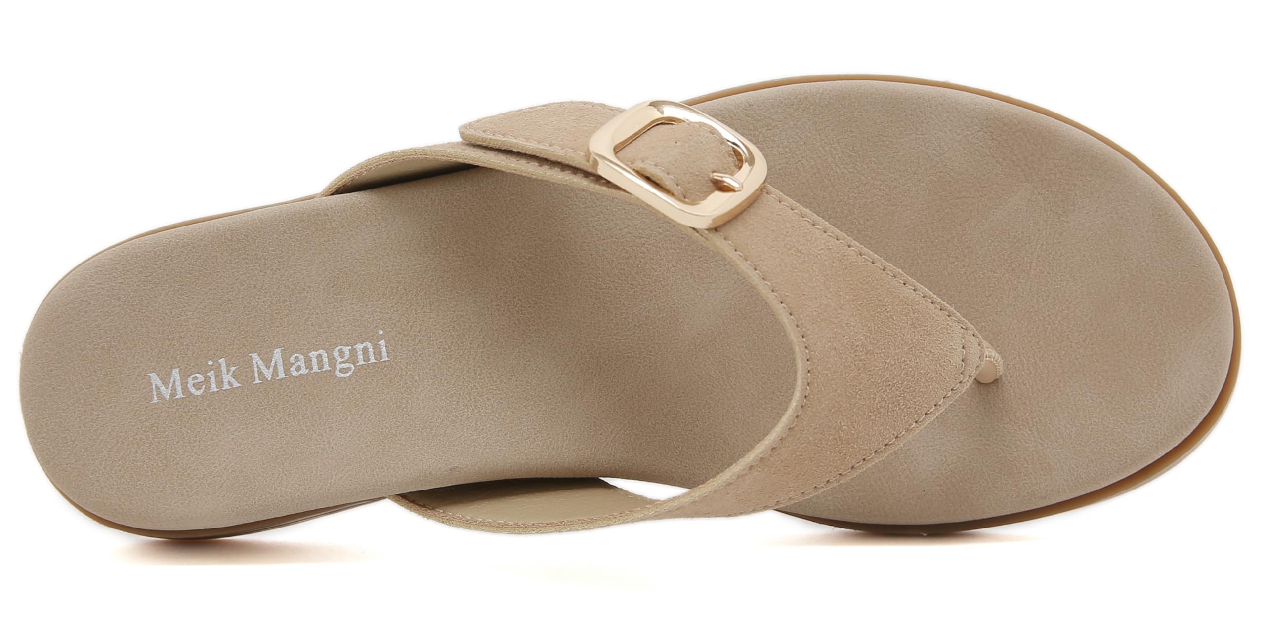 SMajong Sandales Femme Orthopédique Confortable Thongs d'été Antidérapantes Légères Flip Flop Élégantes Thongs Sandales avec Boucle Dorée Beige 39 EU