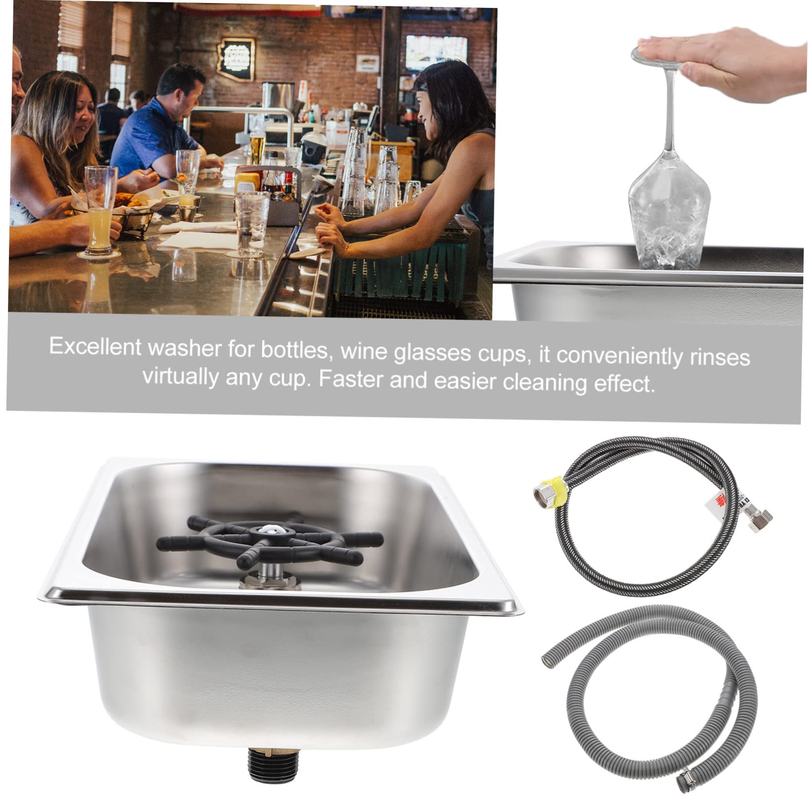 Angoily Scolaborraccia Lavabicchieri Automatico in Acciaio Inox e Silicone, Risciacquo ad Alta Pressione per Bar e Lavello Cucina, Pulizia