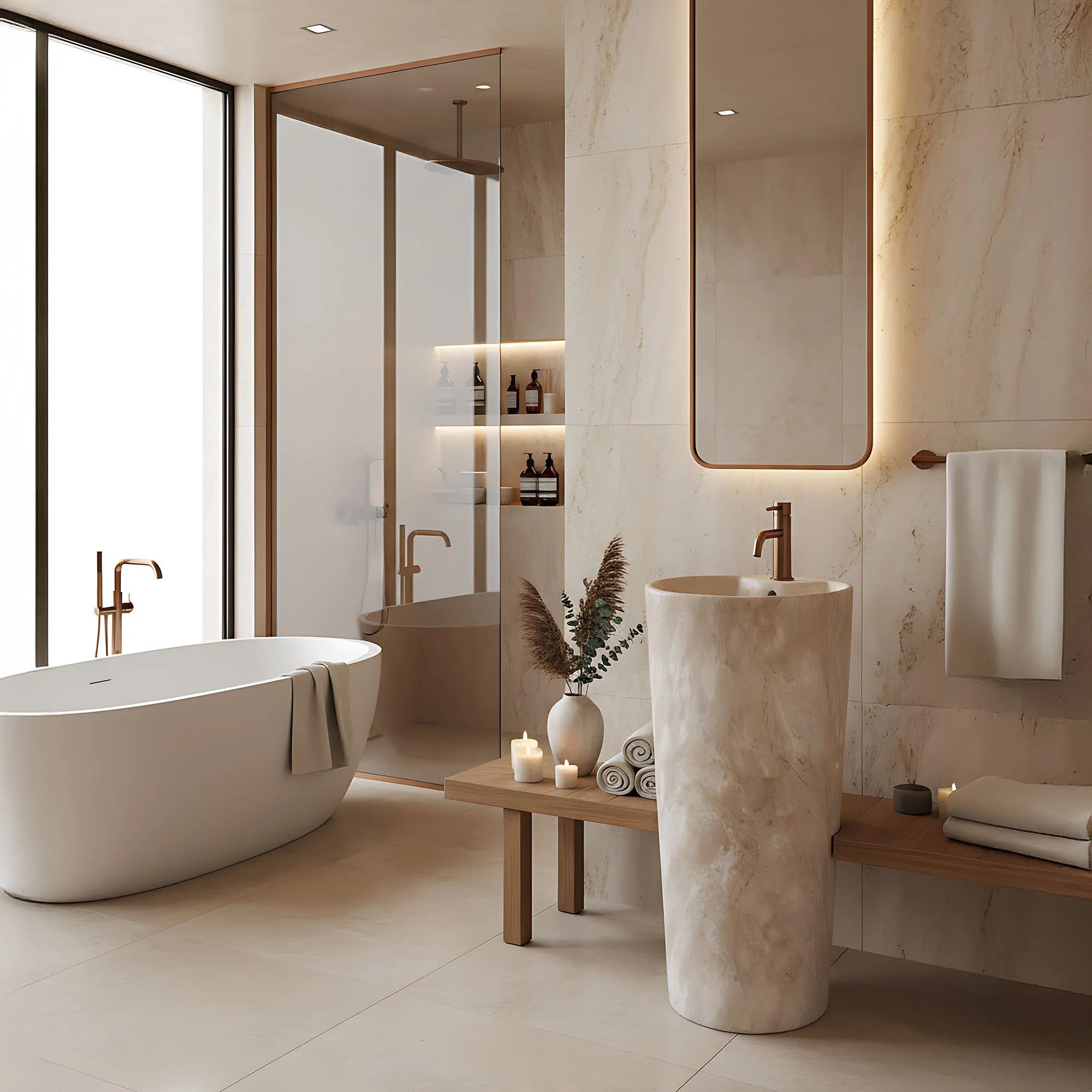 Lavabo De Pie Rea Blanka Savana Matt Beige 40X40X85Cm